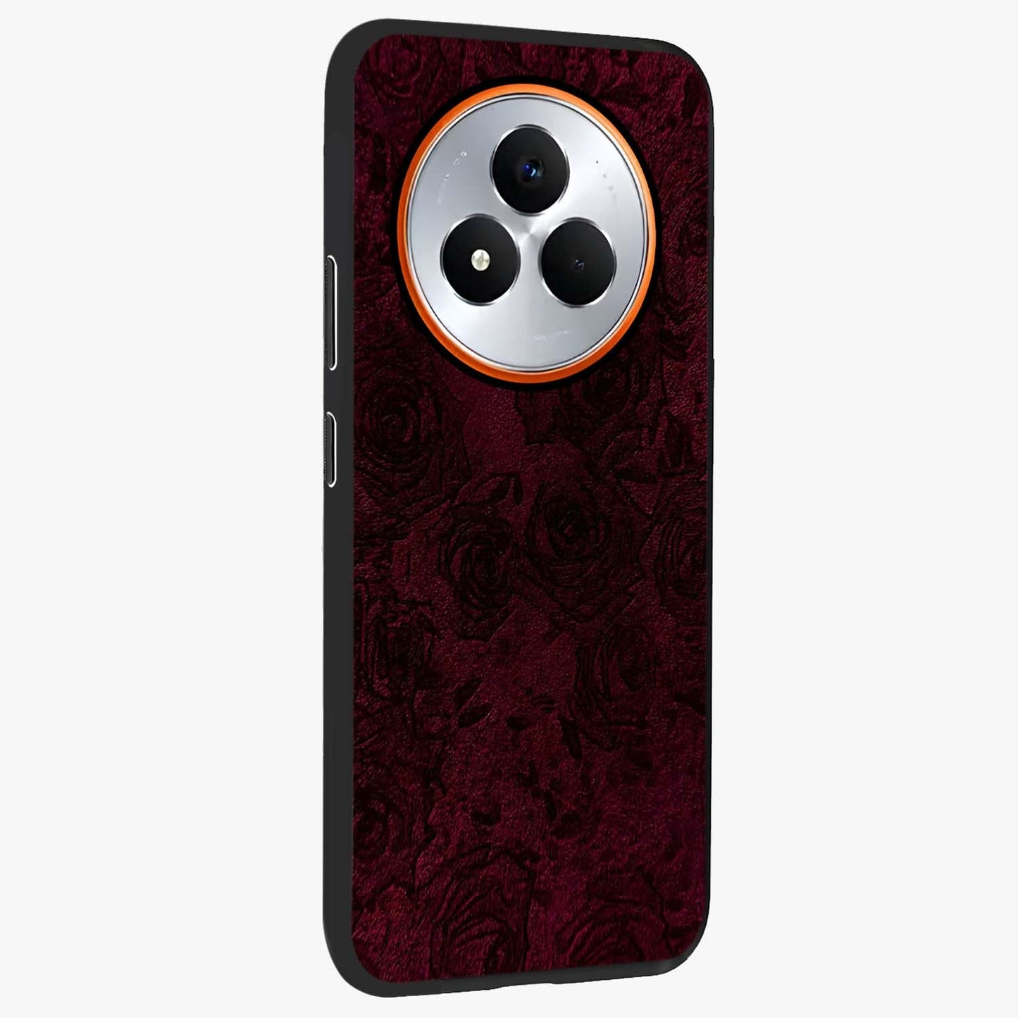 Crimson Fade Flow Glass Case upright view showcasing dynamic crimson flow artwork with stylish abstract theme.