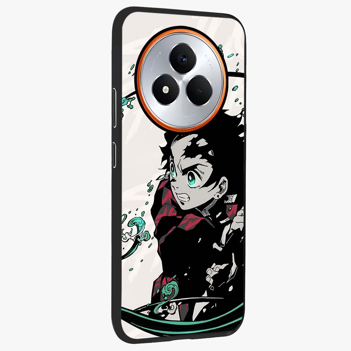 Demon Slayer Glass Case upright view showcasing powerful anime artwork with intense warrior theme.