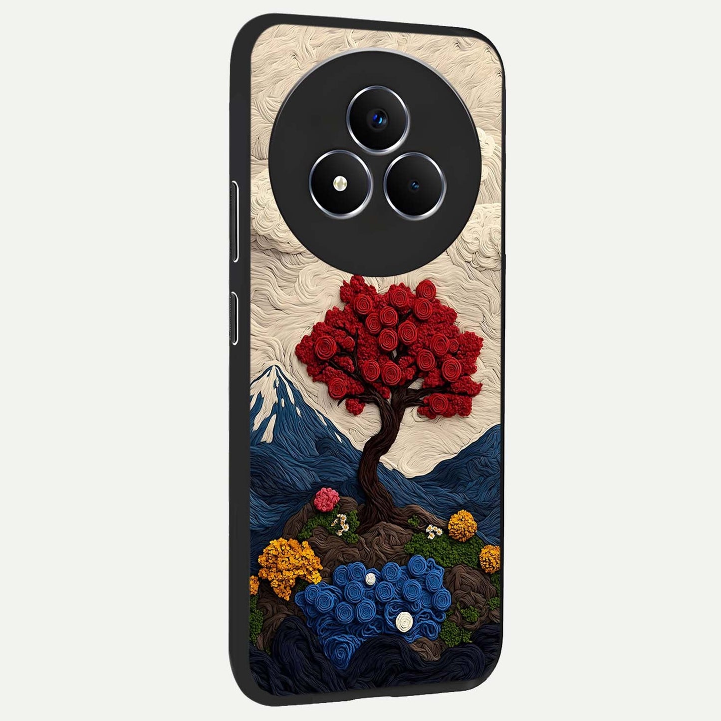 Eternal Nature Tapestry Glass Case upright view showcasing elegant nature tapestry design with decorative style.