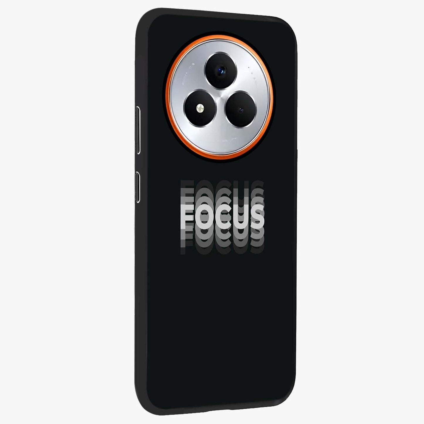 Focus Mode On Glass Case upright view showcasing strong typography statement with sleek motivational theme.