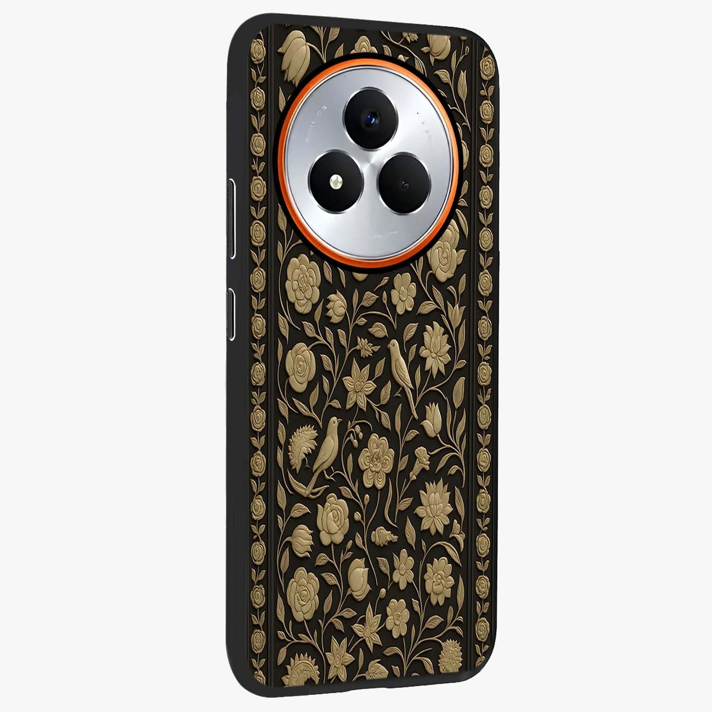 Golden Evil Eye Mandala Glass Case upright view showcasing decorative evil eye mandala artwork with spiritual aesthetic style.