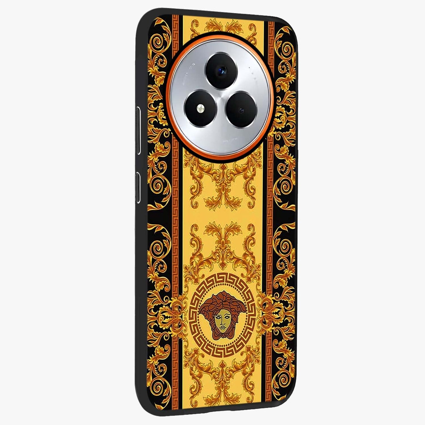Golden Lotus Glow Glass Case upright view showcasing luminous lotus artwork with peaceful divine theme.