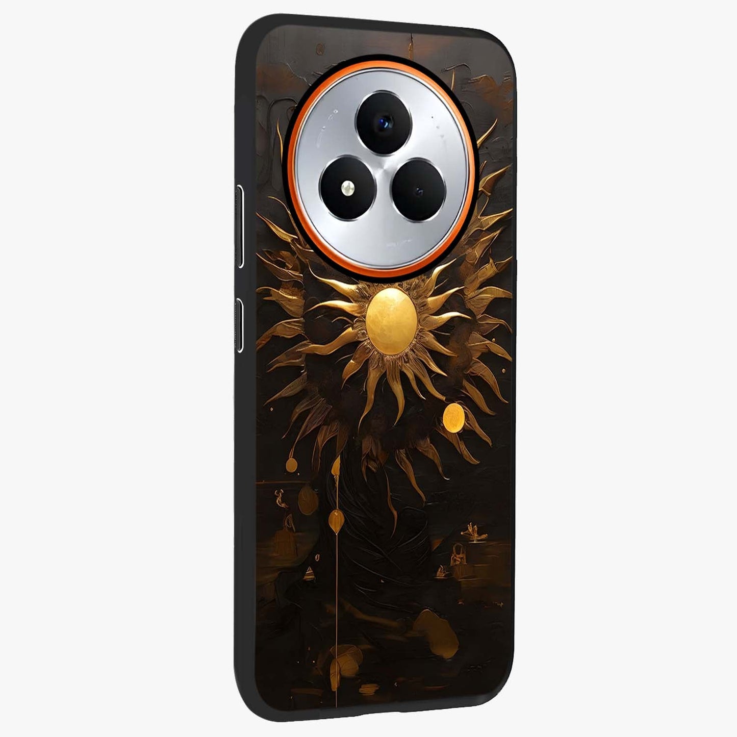 Golden Sun Majesty Glass Case upright view showcasing haunting graveyard artwork with dramatic dark theme.