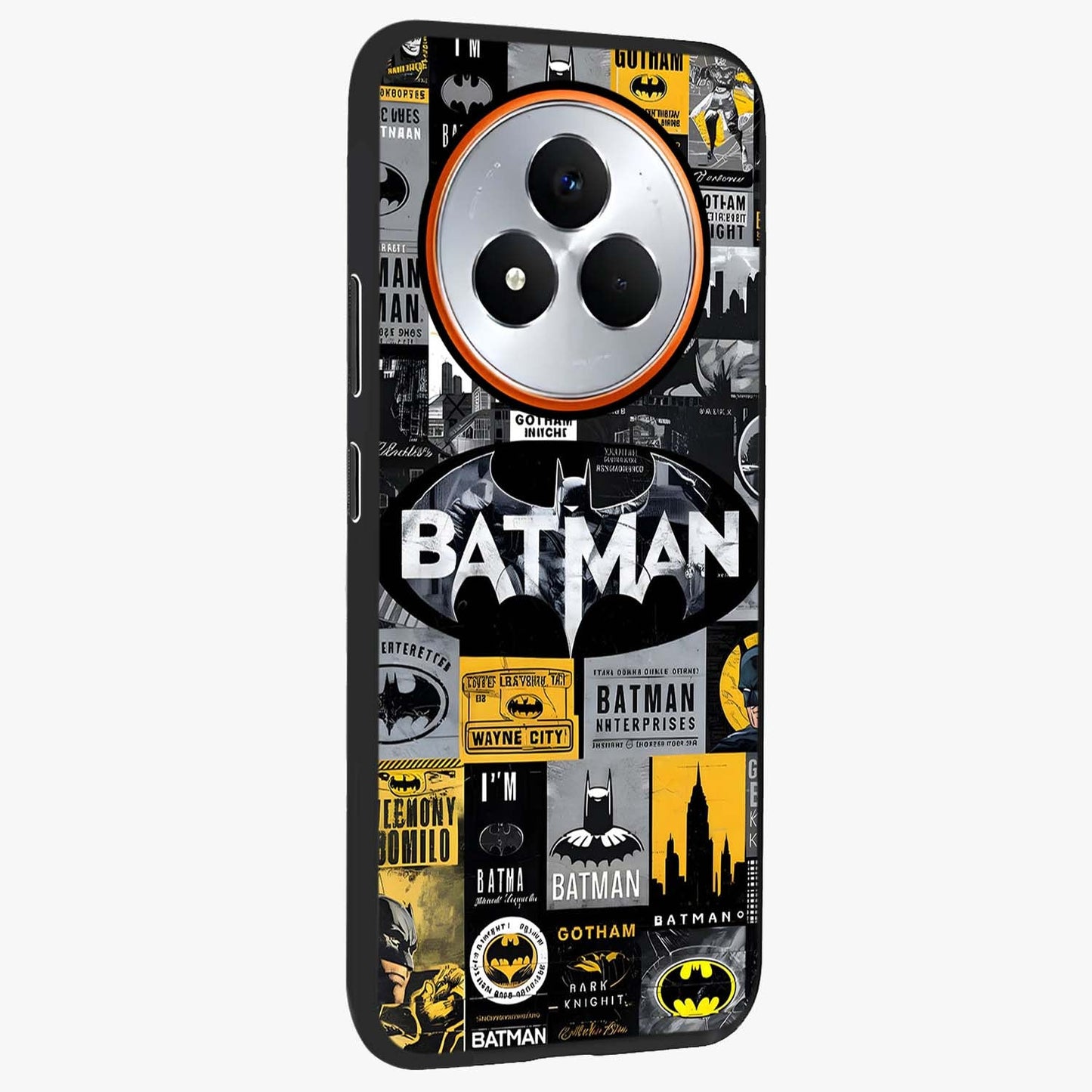 Knight Gotham Rise Glass Case upright view showcasing bold vigilante themed artwork with gothic city vibe.