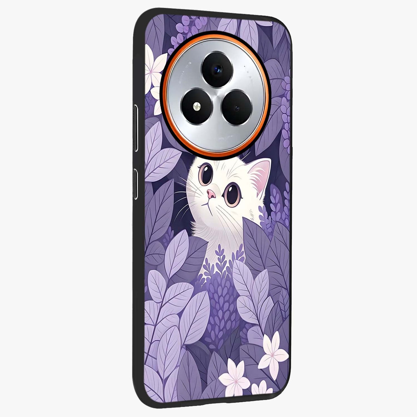 Lilac Hide Peek Cat Glass Case upright view showcasing charming cat artwork with adorable peek theme.