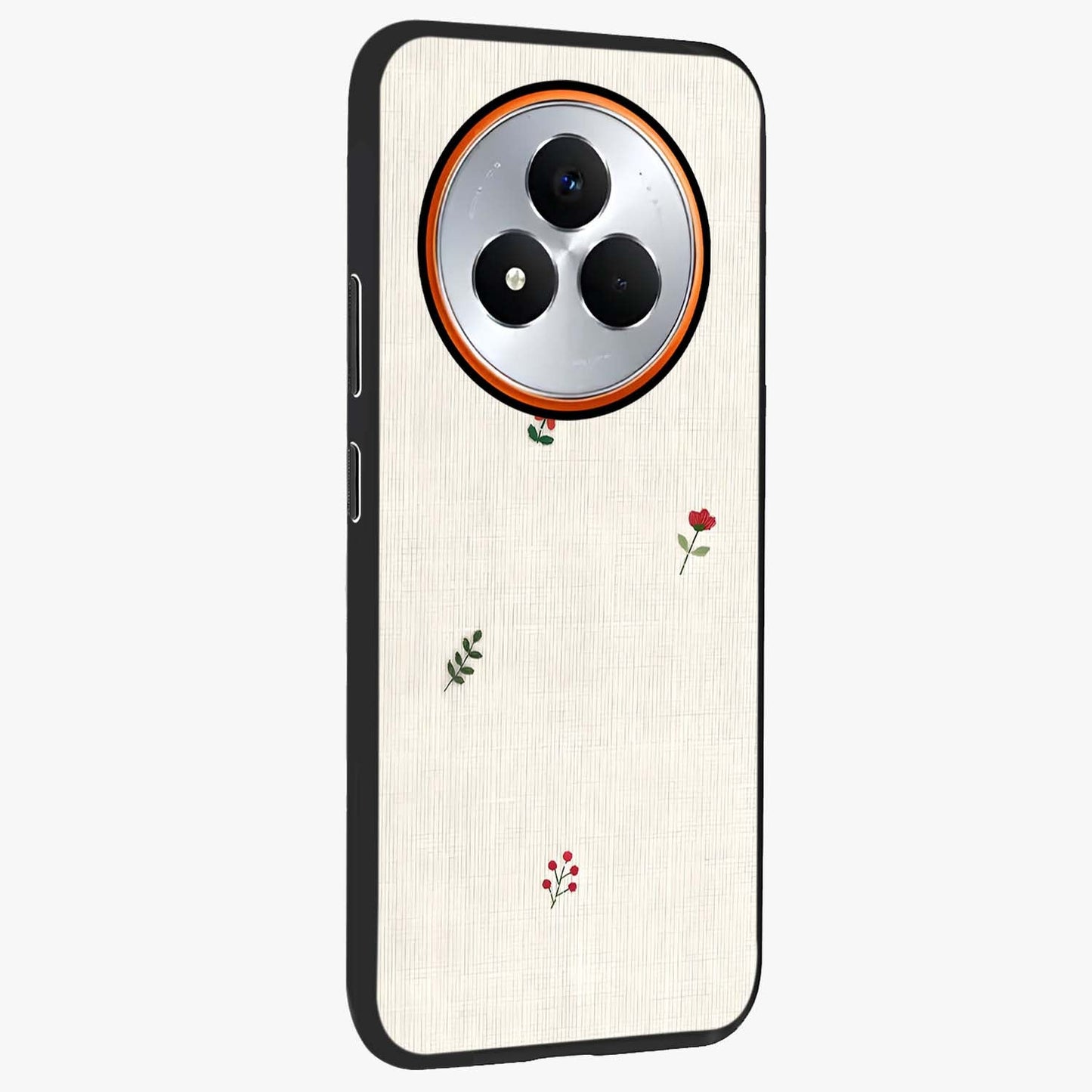 Minimalistic Blue With White Flower Pattern Glass Case upright view showcasing clean white flower artwork with calming blue theme.