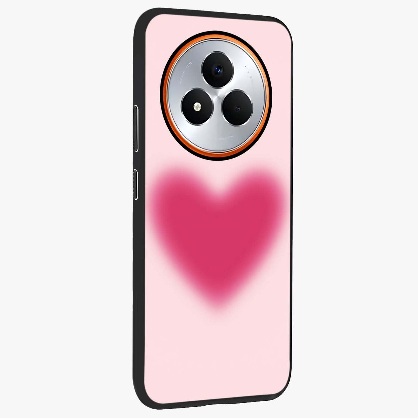 Pink Aura Heart Glass Case upright view showcasing romantic heart artwork with soft pastel theme.