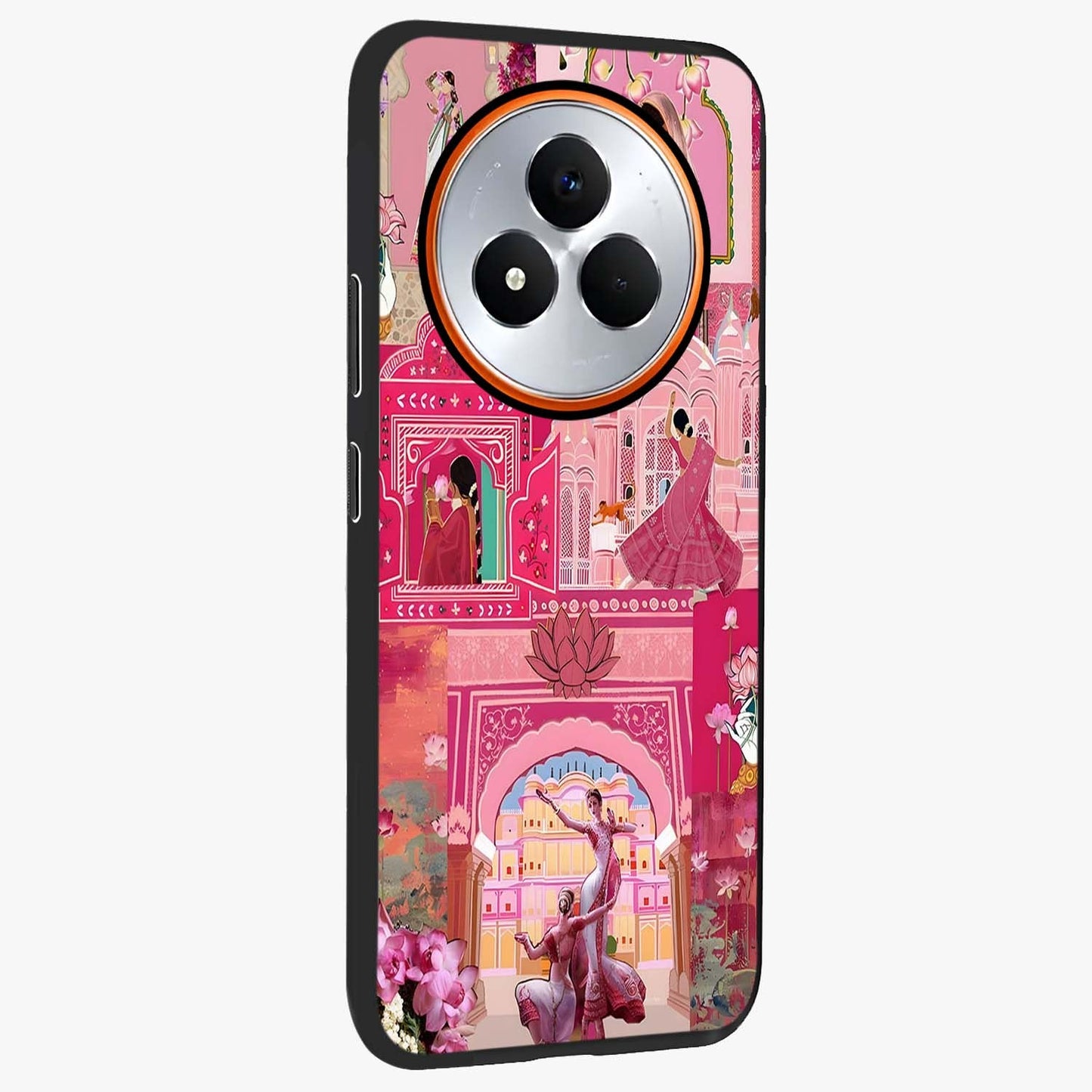 Pink Palace Muse Glass Case upright view showcasing artistic palace artwork with graceful royal theme.
