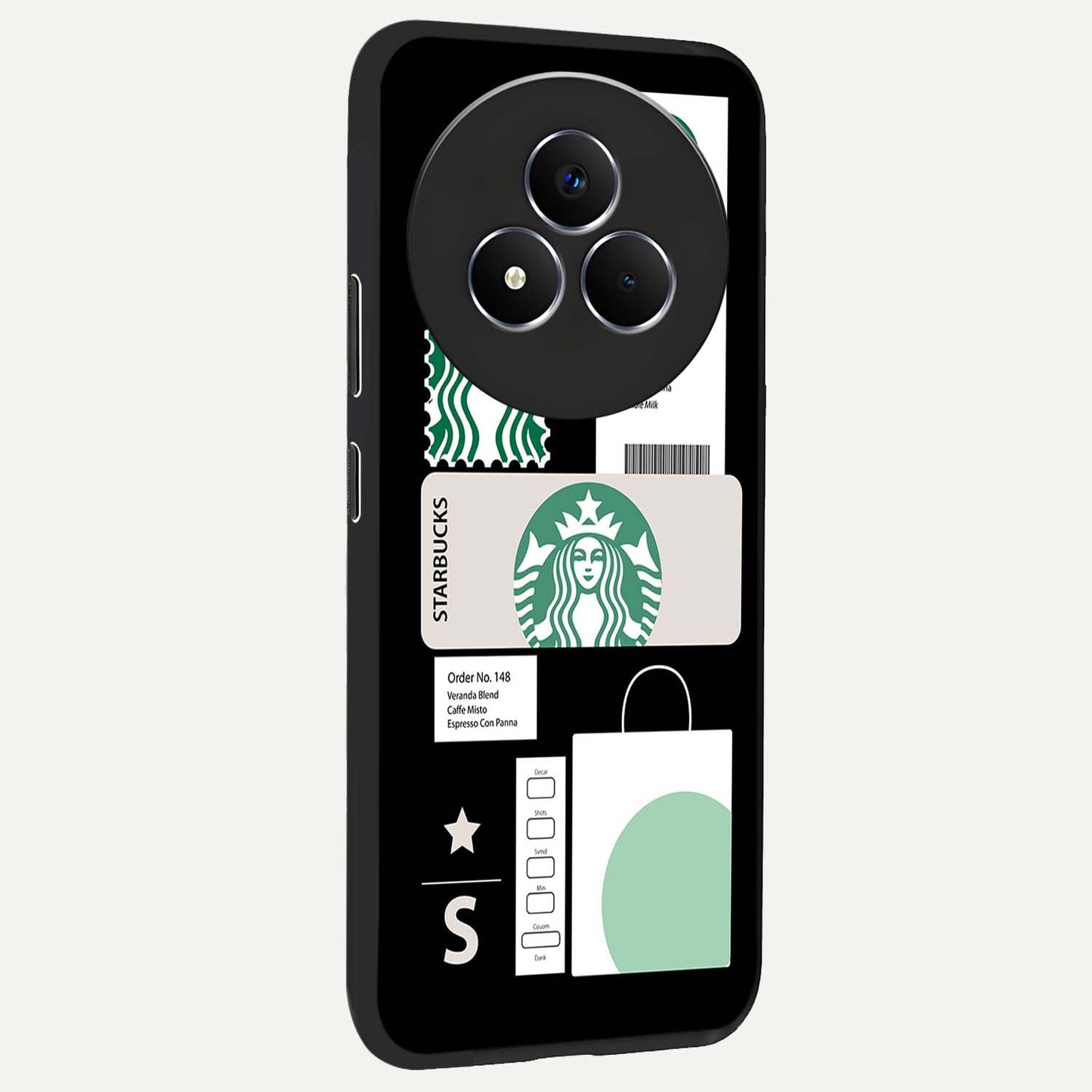 Starbucks Mocha Glass Case upright view showcasing trendy coffee inspired artwork with modern lifestyle theme.