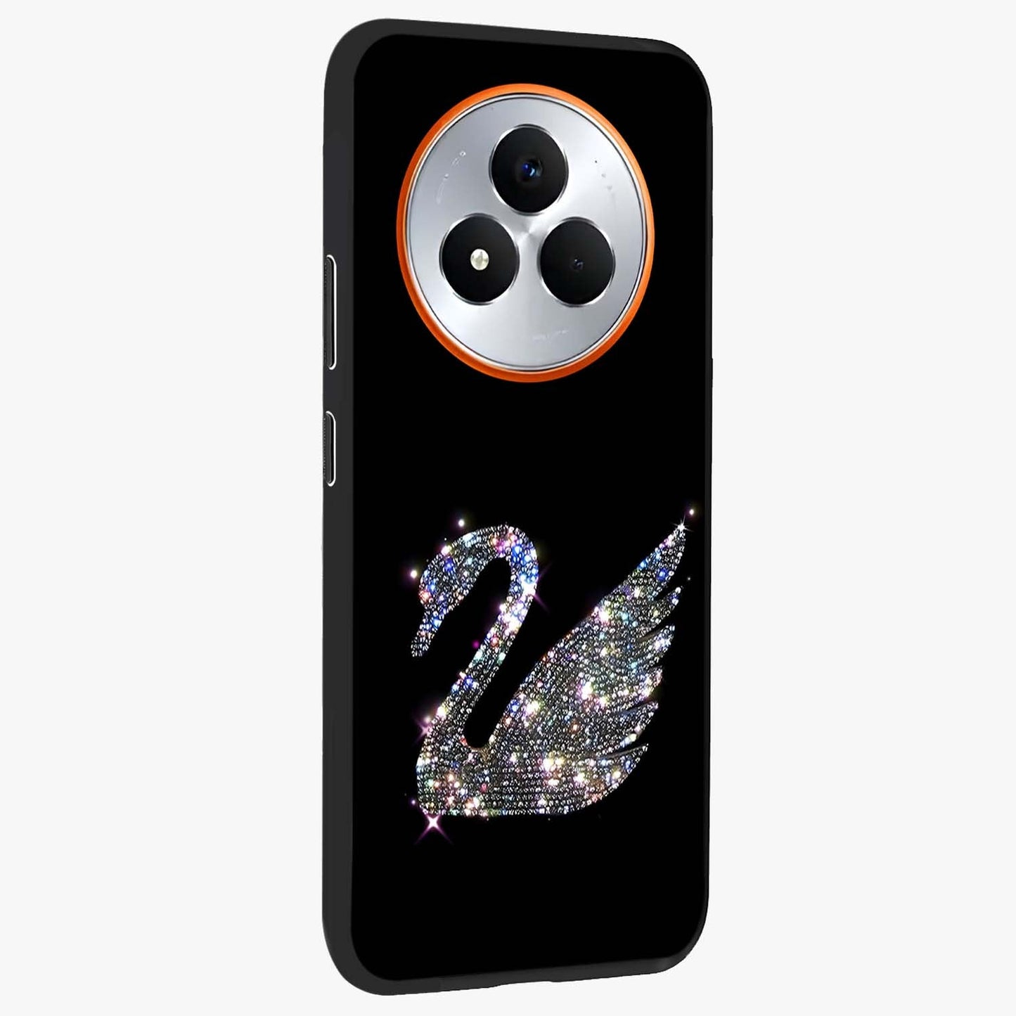 Starlit Swan Grace Glass Case upright view showcasing beautiful swan artwork with peaceful night themed design.