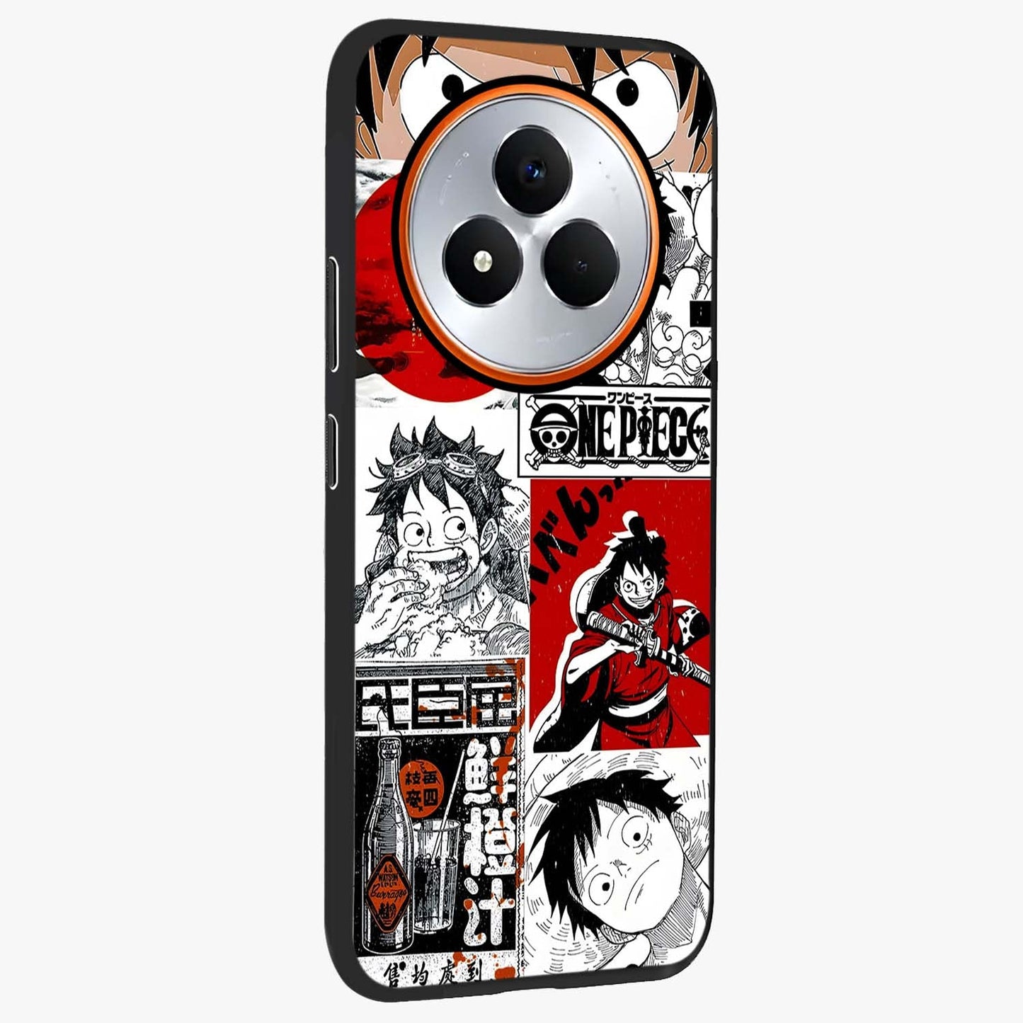 Strawhat Chaos Panels Glass Case upright view showcasing energetic anime artwork with bold adventure theme.