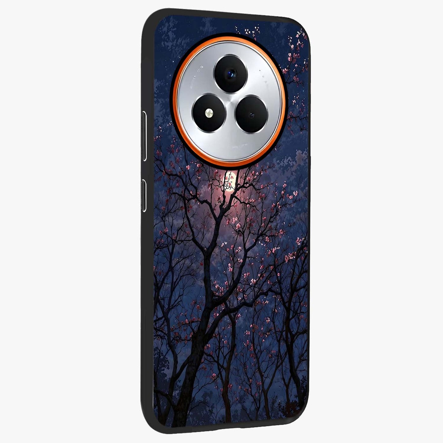 Twilight Sakura Serenade Glass Case upright view showcasing beautiful cherry blossom artwork with serene evening theme.