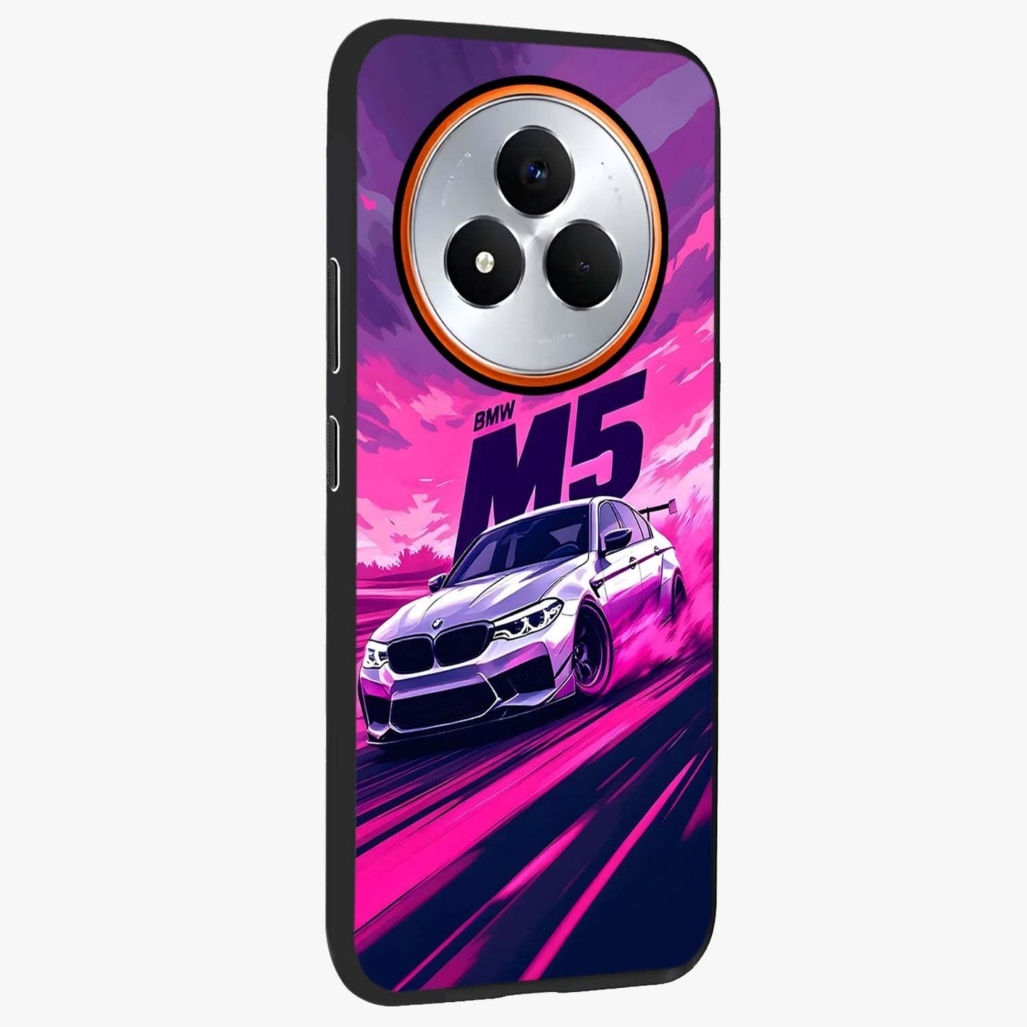 Velocity Drift Pulse Glass Case upright view showcasing powerful racing artwork with energetic motorsport theme.
