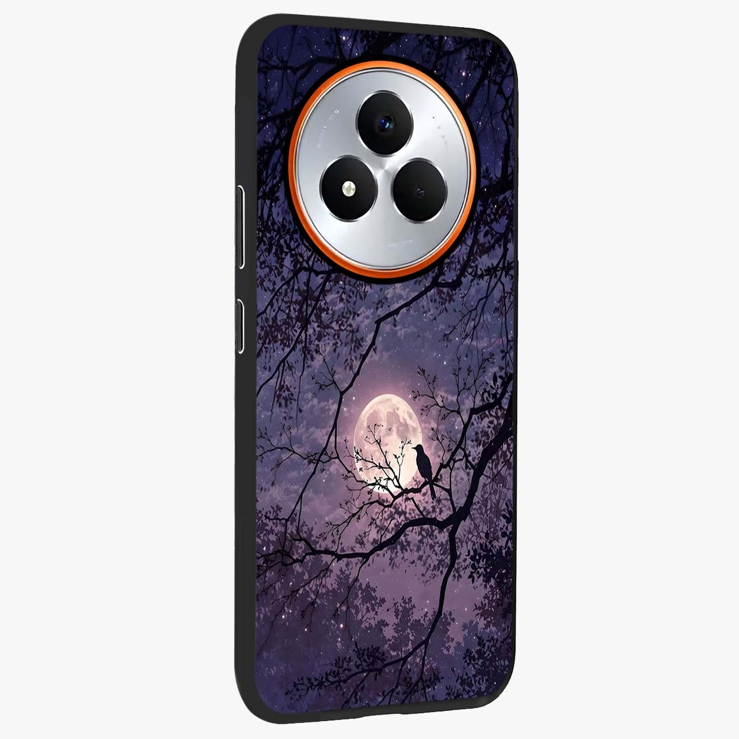 Whispering Moon Silence Glass Case upright view showcasing peaceful moon artwork with tranquil celestial theme.