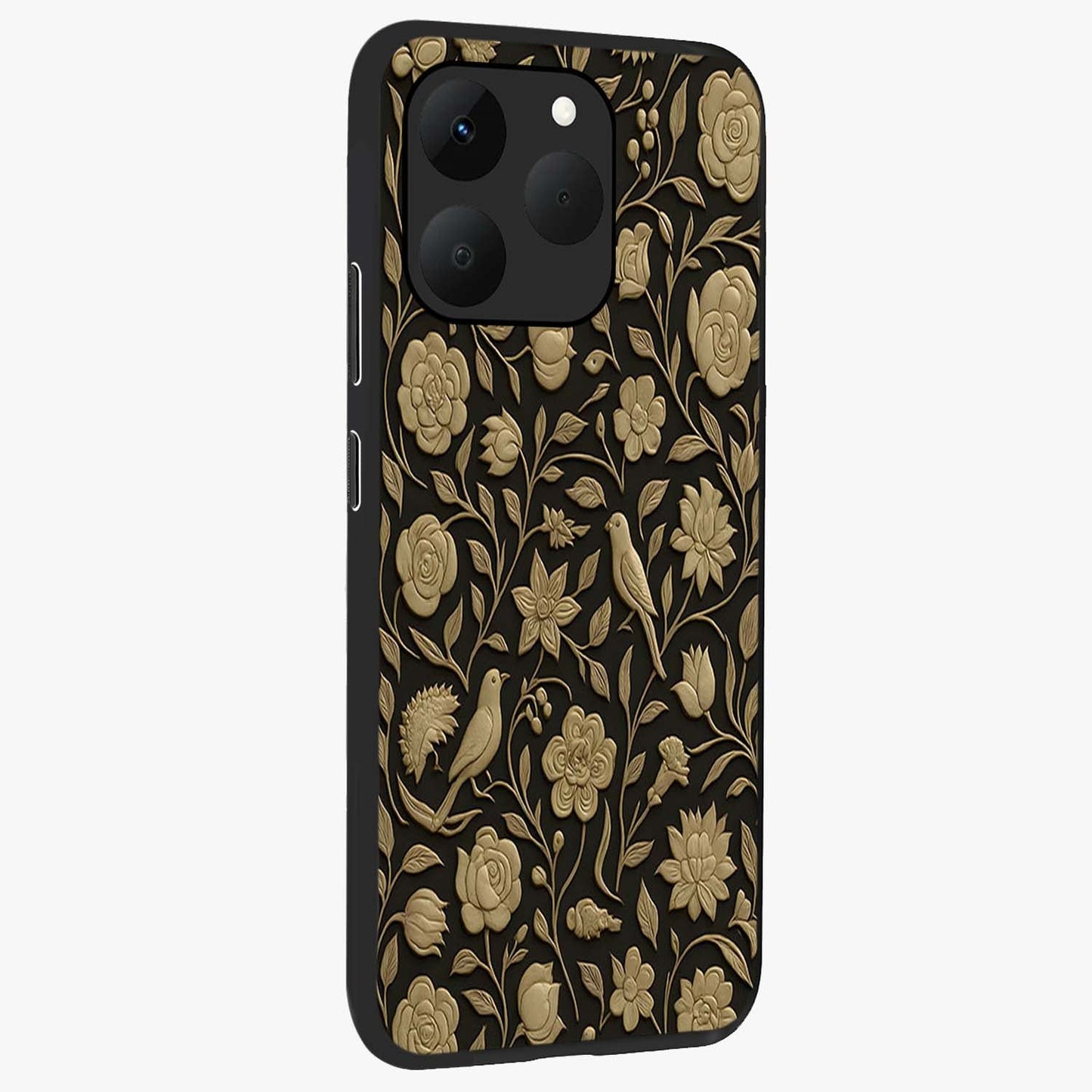 Golden Evil Eye Mandala Glass Case upright view showcasing decorative evil eye mandala artwork with spiritual aesthetic style.