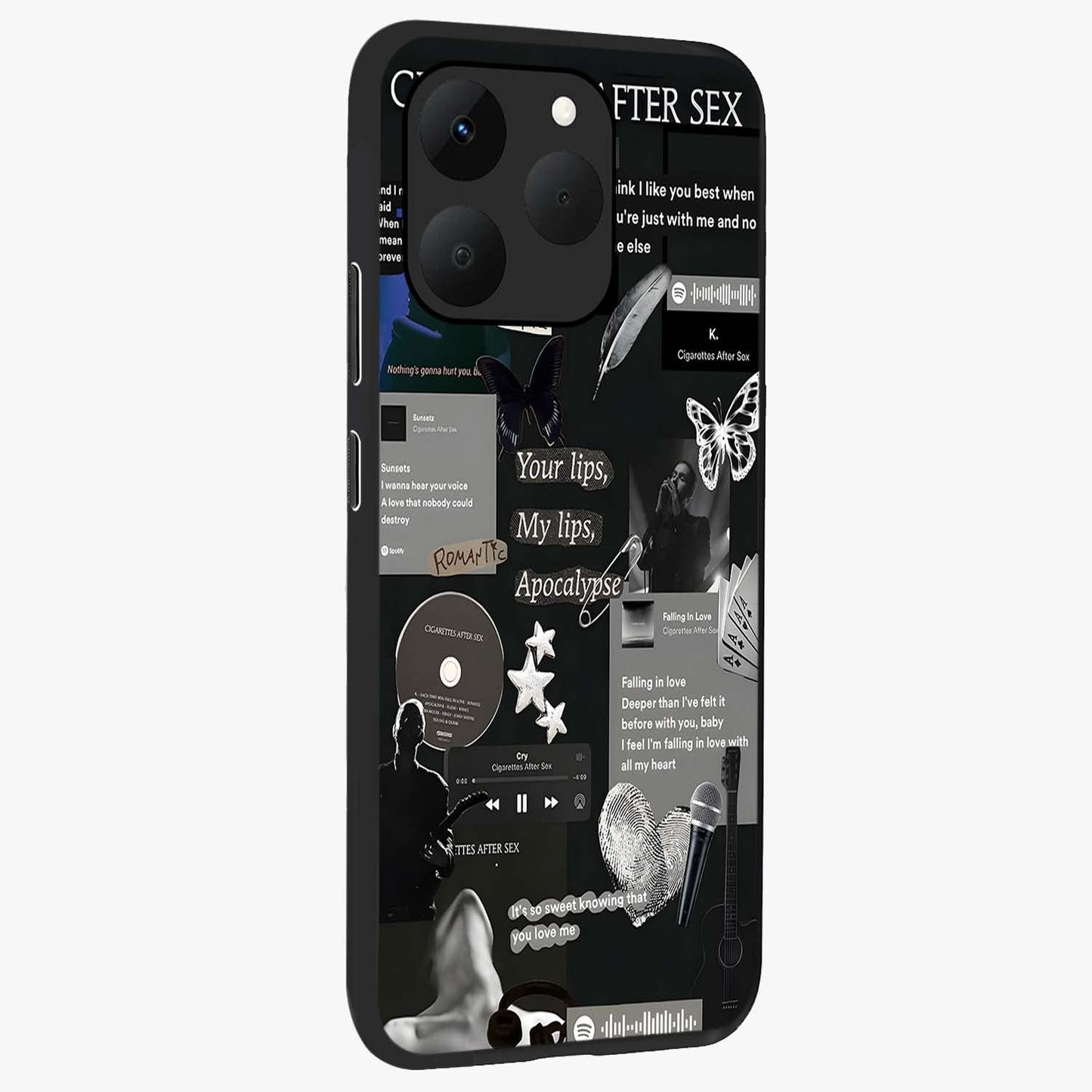 Midnight Love Echo Glass Case upright view showcasing expressive romantic artwork with dreamy midnight theme.
