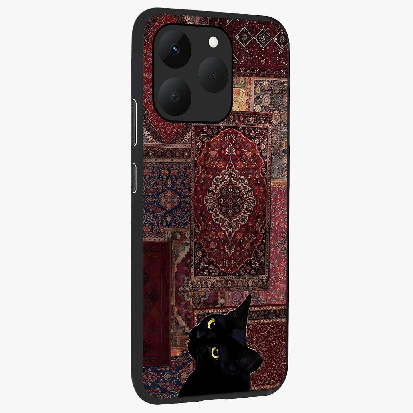 Regal Magic Cat Apple Glass Case upright view showcasing charming cat artwork with playful magical theme.