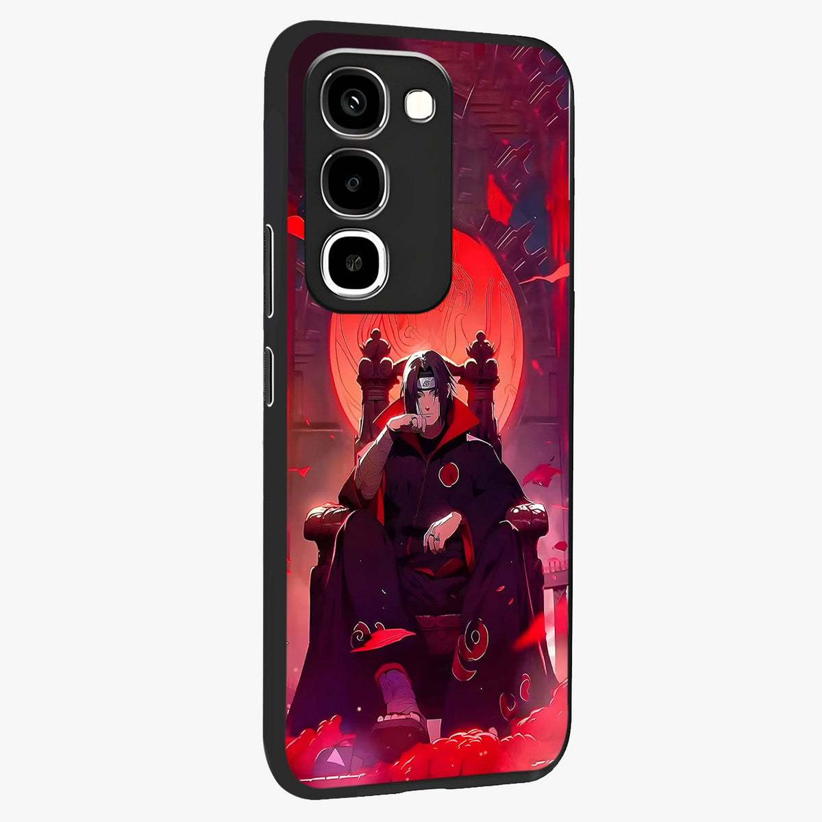 Blood Moon Sovereign Glass Case upright view showcasing powerful moon inspired artwork with cosmic aesthetic style.