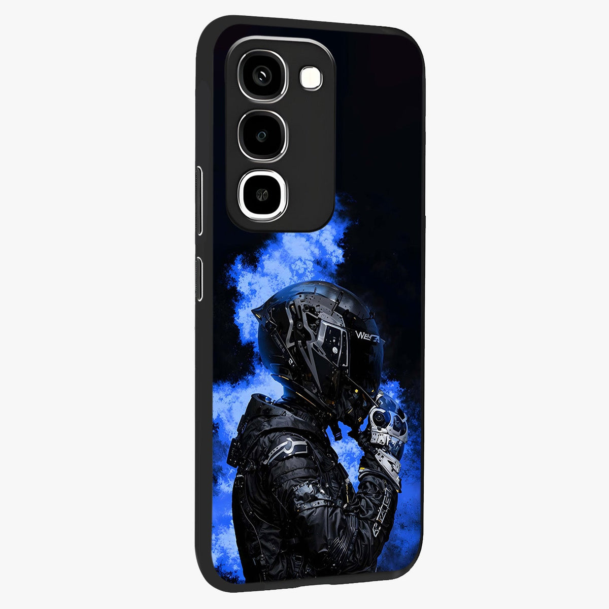 Cyber Sentinel Protocol Glass Case upright view showcasing advanced cyber sentinel artwork with futuristic tech theme.