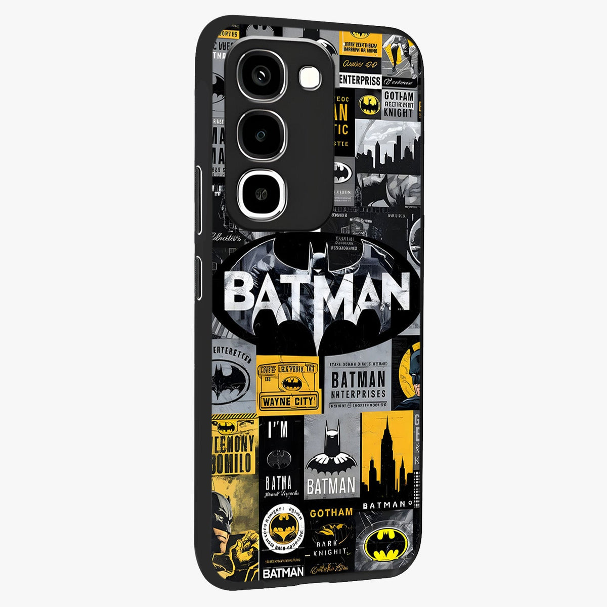 Knight Gotham Rise Glass Case upright view showcasing bold vigilante themed artwork with gothic city vibe.