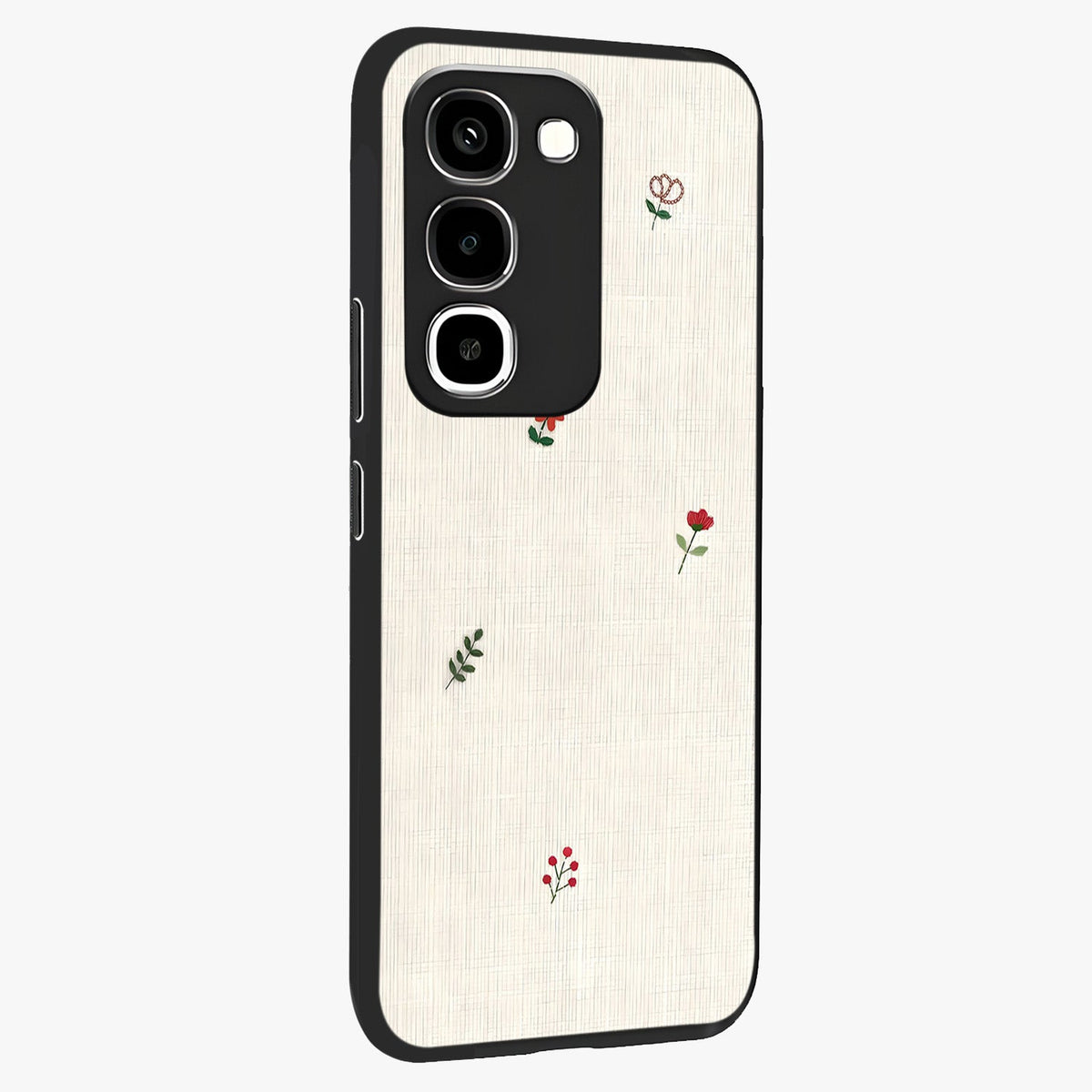 Minimalistic Blue With White Flower Pattern Glass Case upright view showcasing clean white flower artwork with calming blue theme.