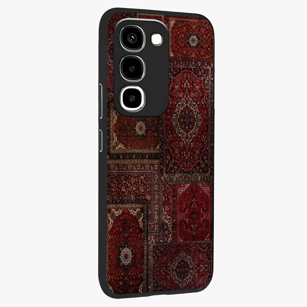 Persian Velvet Tale Glass Case upright view showcasing elegant Persian artwork with classic heritage theme.