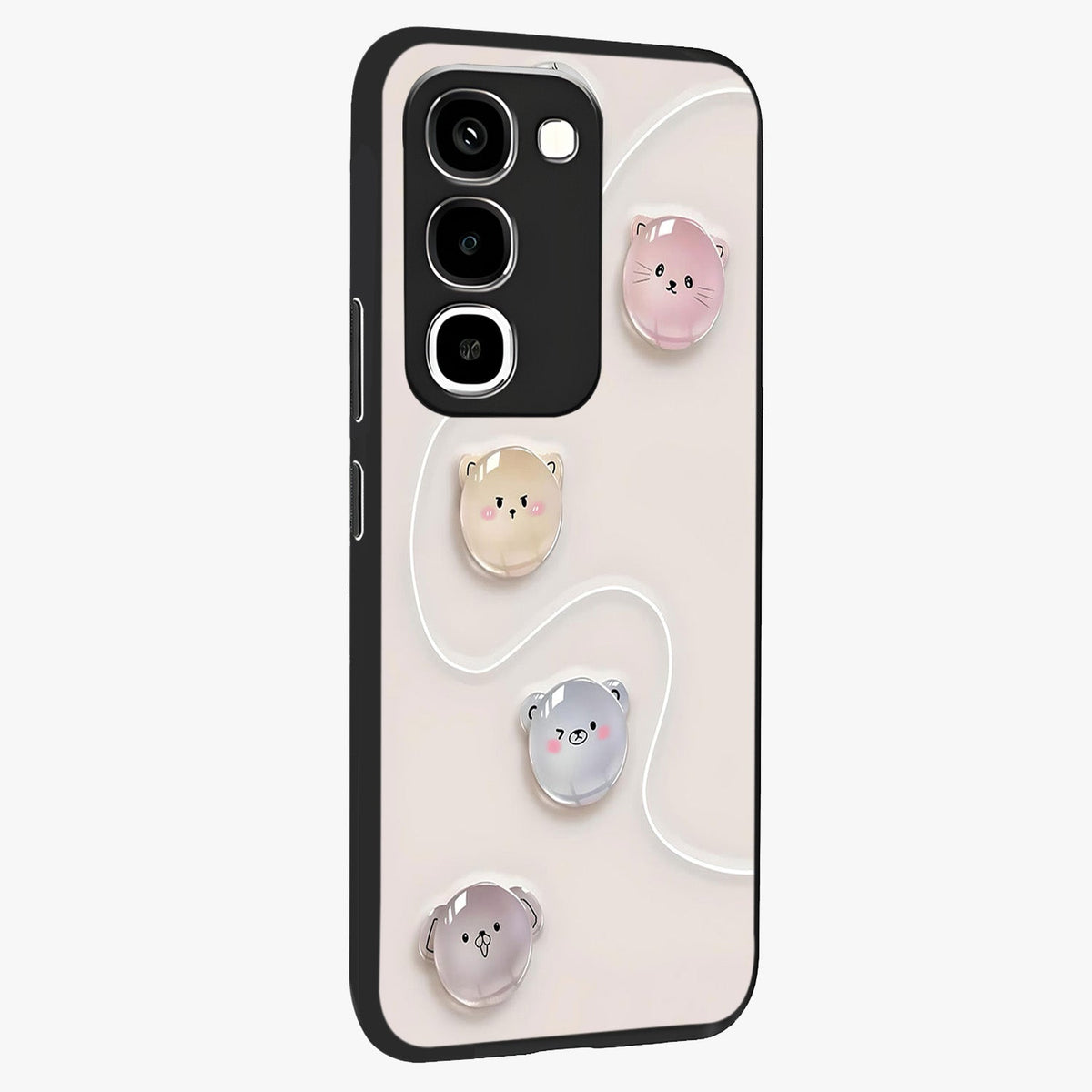 Puffy Face Parade Glass Case upright view showcasing adorable character artwork with cheerful animated theme.