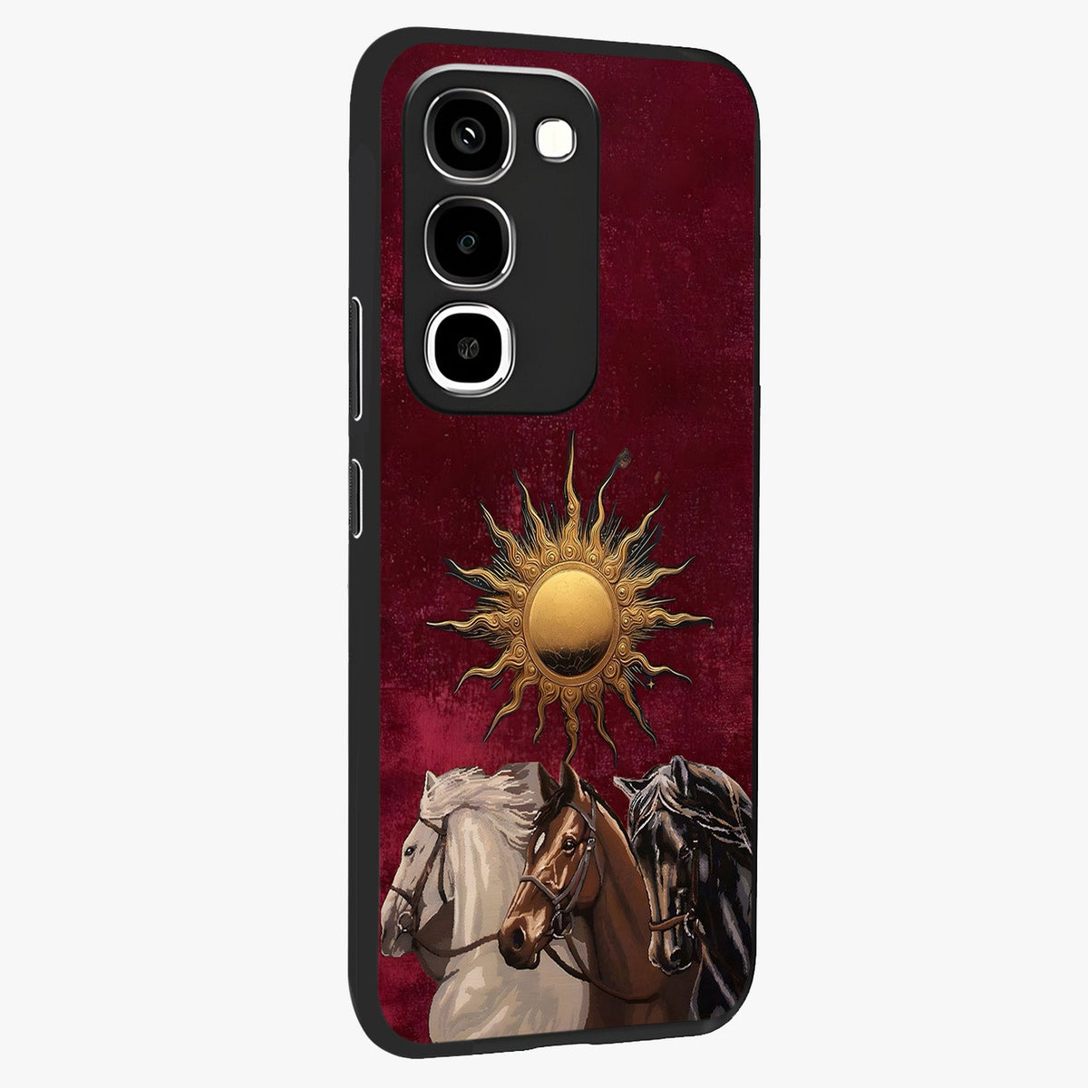 Solar Riders Glass Case upright view showcasing energetic rider artwork with bold adventure theme.