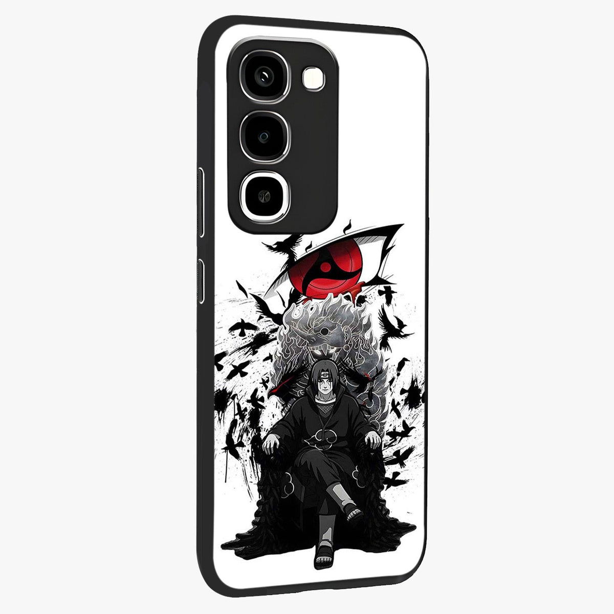 Uchiha Shadow Throne Glass Case upright view showcasing magical underwater galaxy artwork with vibrant cosmic theme.