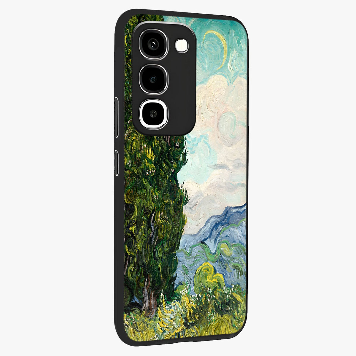 Van Gogh Vintage Art Glass Case upright view showcasing elegant vintage painting artwork with artistic heritage theme.