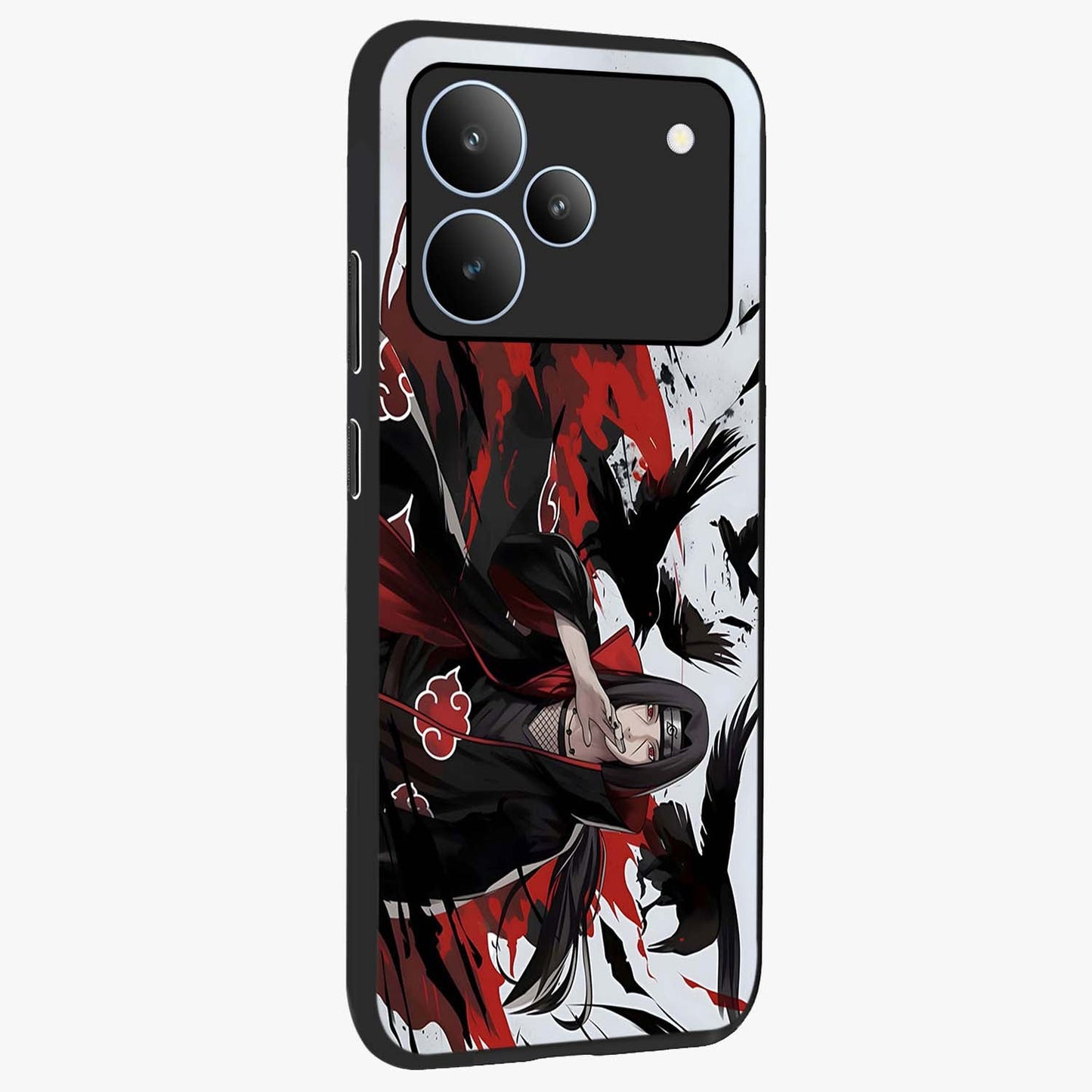 Crimson Crow Illusion Glass Case upright view showcasing striking crow illusion artwork with intense crimson theme.