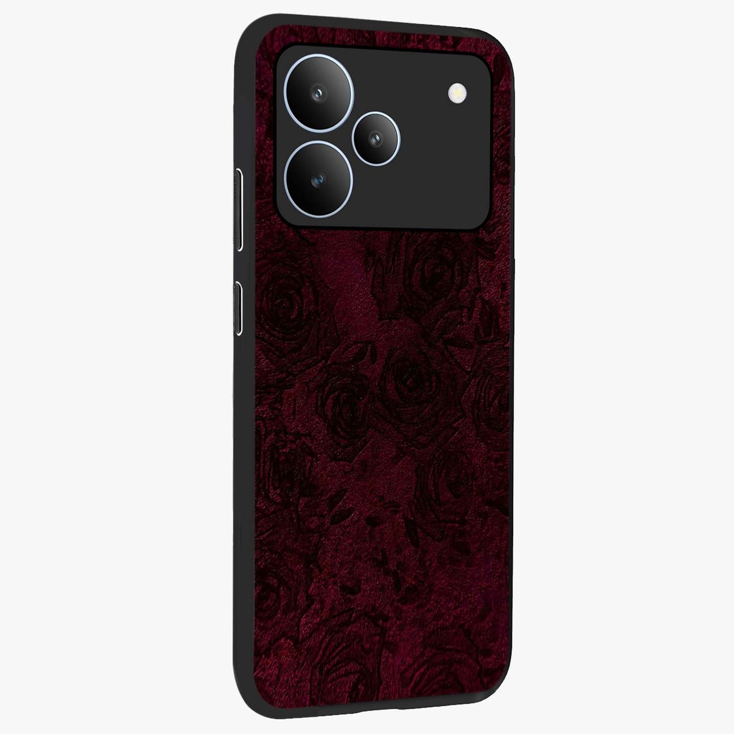 Crimson Fade Flow Glass Case upright view showcasing dynamic crimson flow artwork with stylish abstract theme.