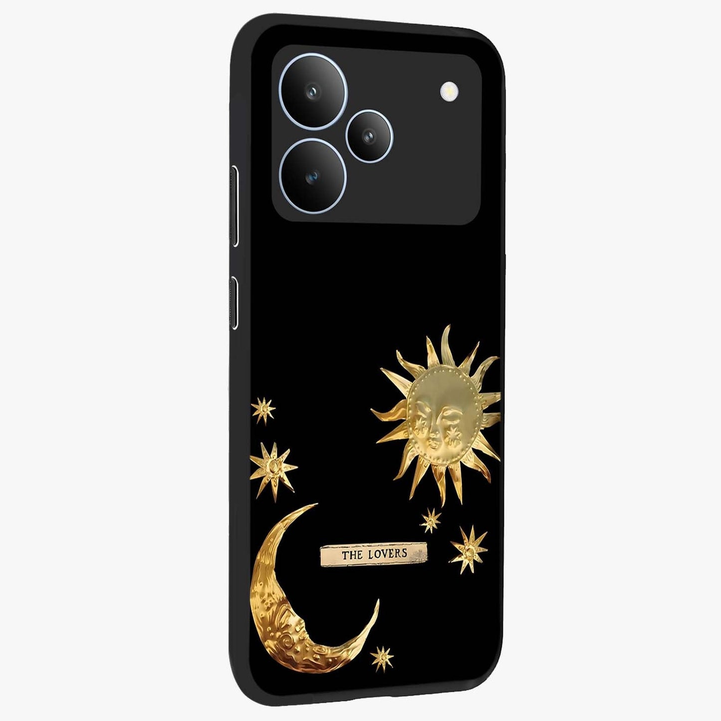 Gold Sun Blush Glass Case upright view showcasing glowing sun artwork with elegant celestial theme.