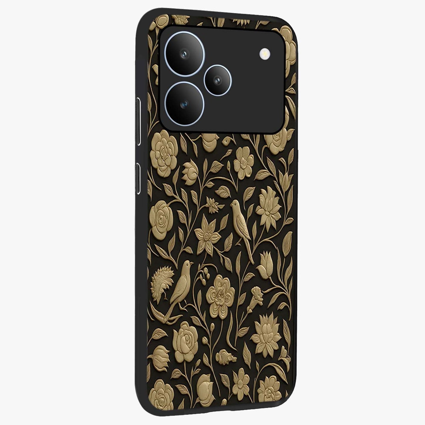 Golden Evil Eye Mandala Glass Case upright view showcasing decorative evil eye mandala artwork with spiritual aesthetic style.