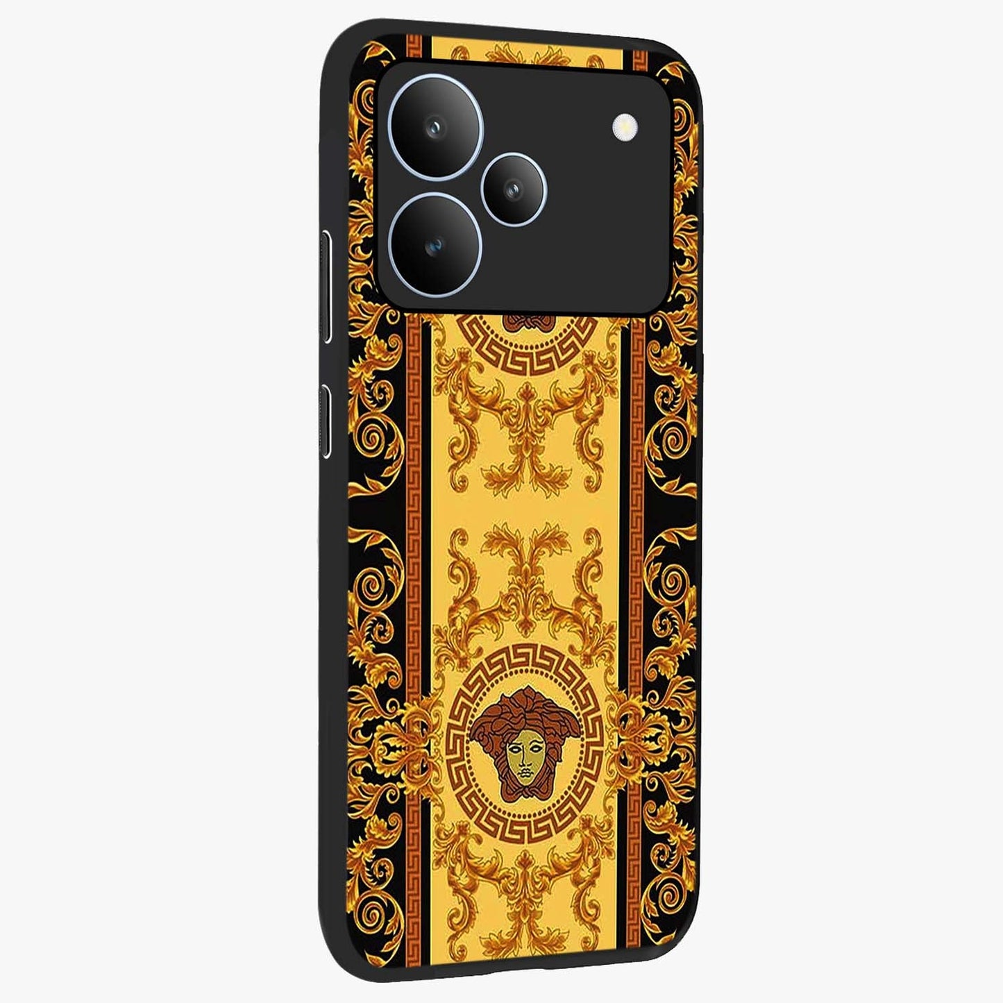 Golden Lotus Glow Glass Case upright view showcasing luminous lotus artwork with peaceful divine theme.