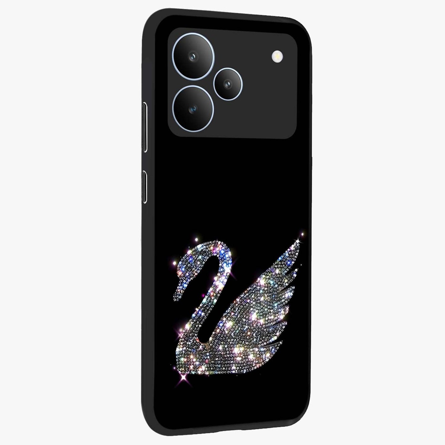 Starlit Swan Grace Glass Case upright view showcasing beautiful swan artwork with peaceful night themed design.