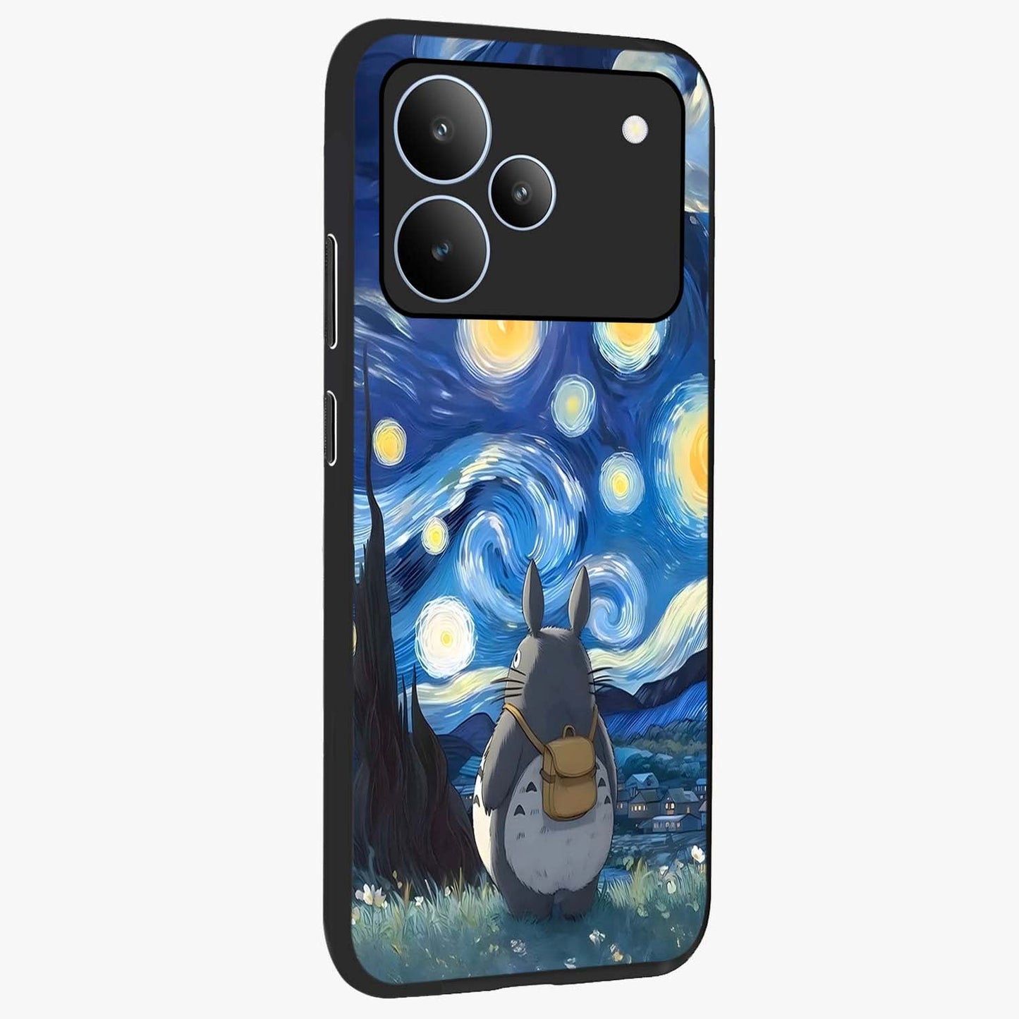 Totoro In Van Gogh Art Glass Case upright view showcasing creative character artwork with painterly artistic theme.