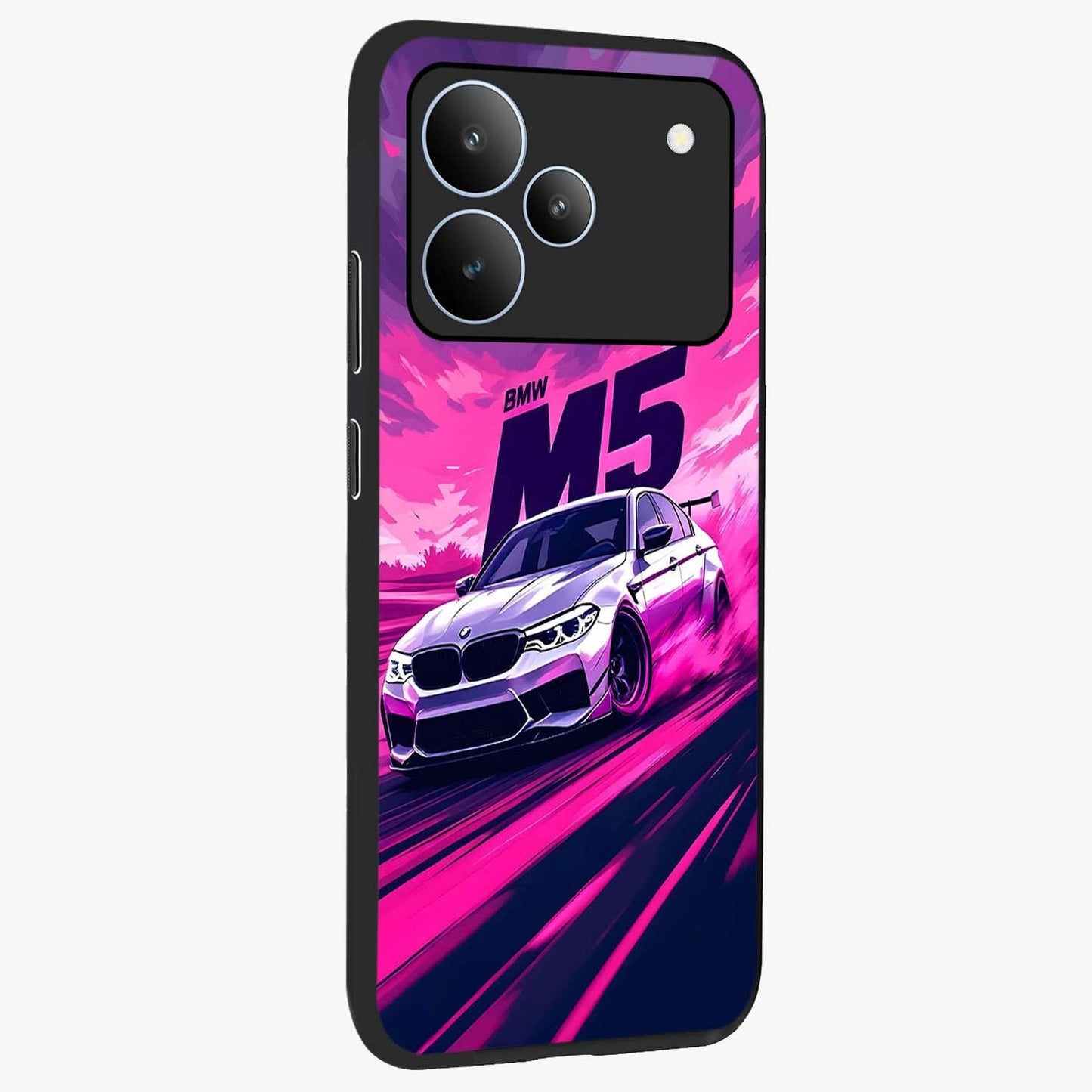 Velocity Drift Pulse Glass Case upright view showcasing powerful racing artwork with energetic motorsport theme.