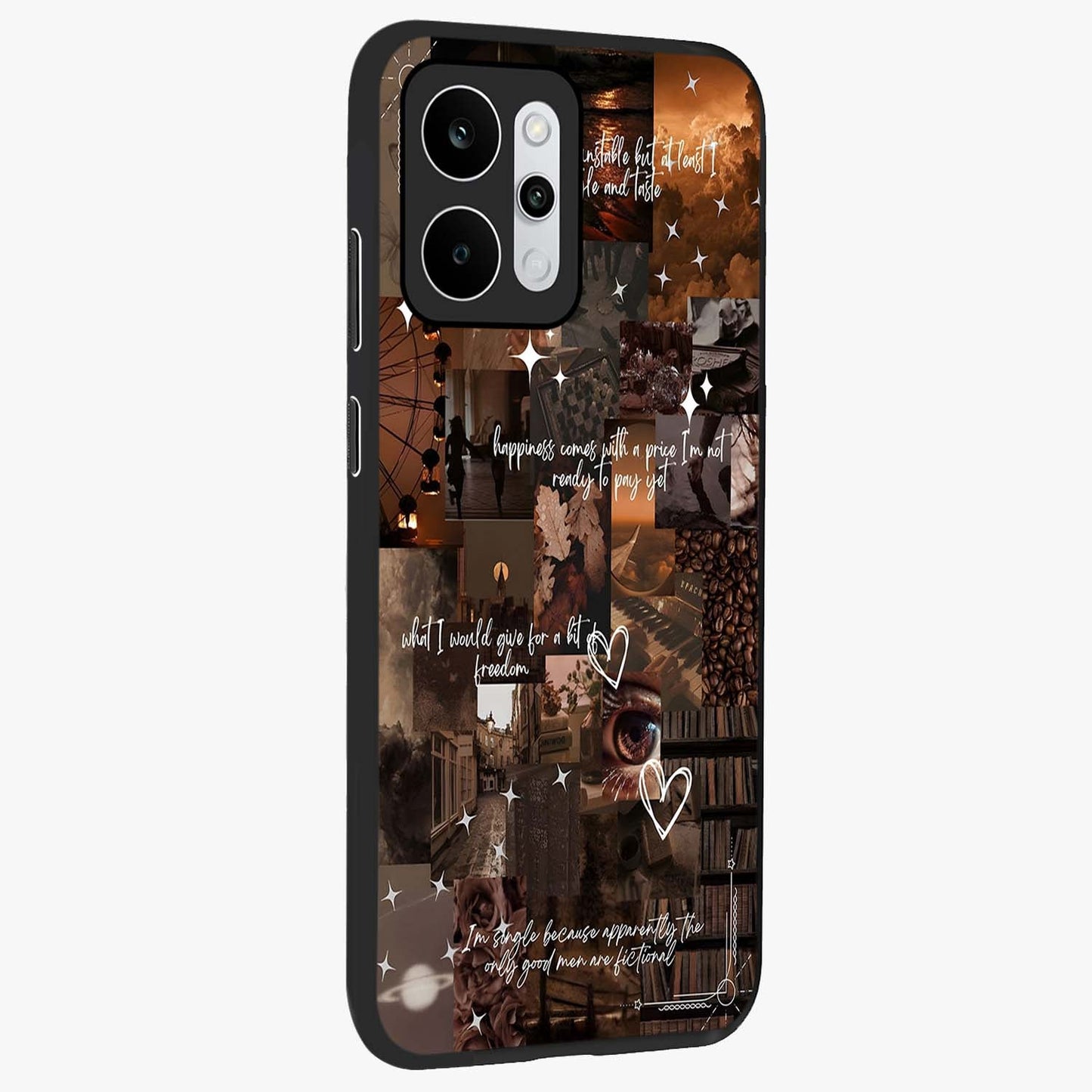 Bittersweet Aesthetic Chaos Glass Case upright view showcasing bold artistic chaos design with modern aesthetic style.