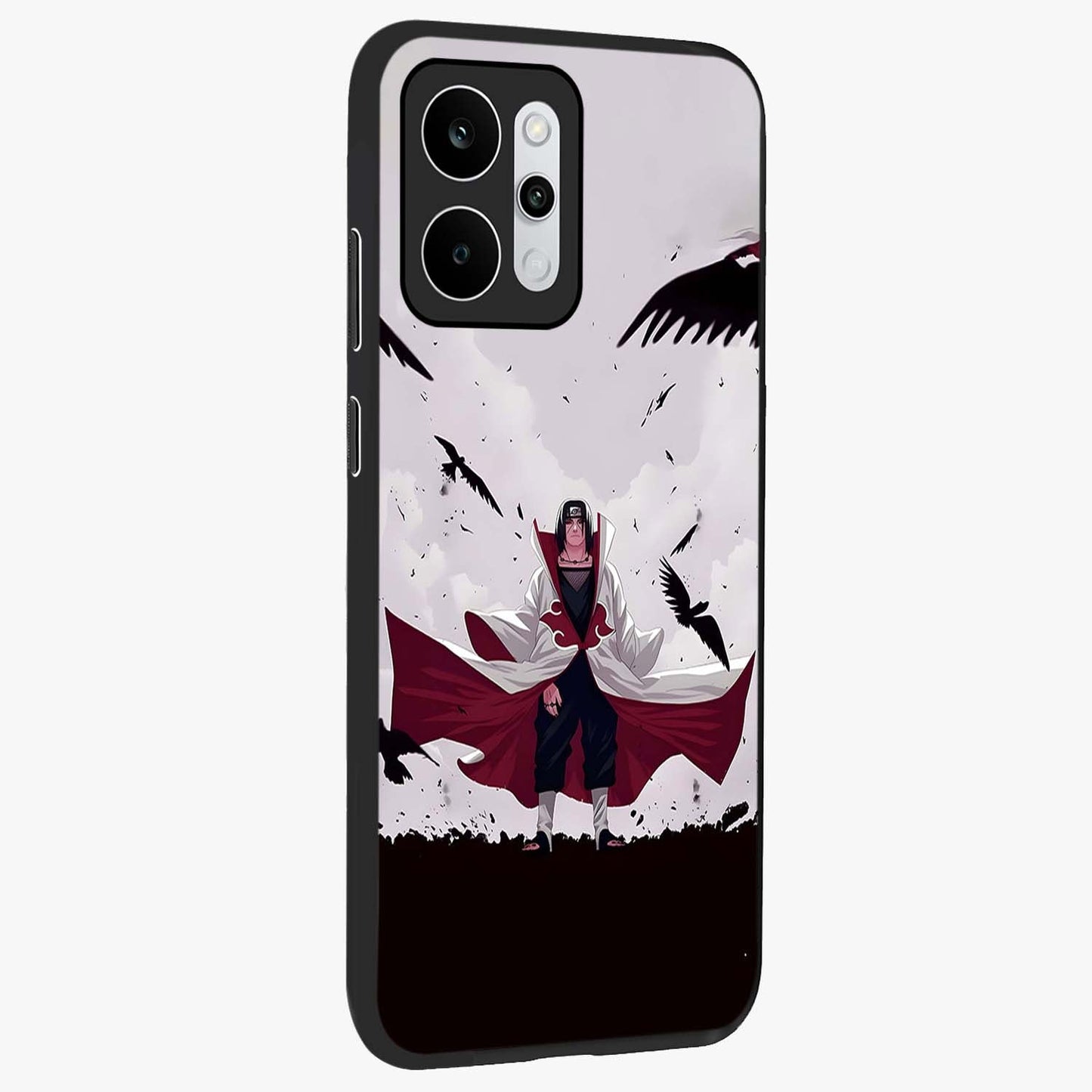 Crimson Crow Ascension Glass Case upright view showcasing dramatic crow artwork with bold gothic theme.
