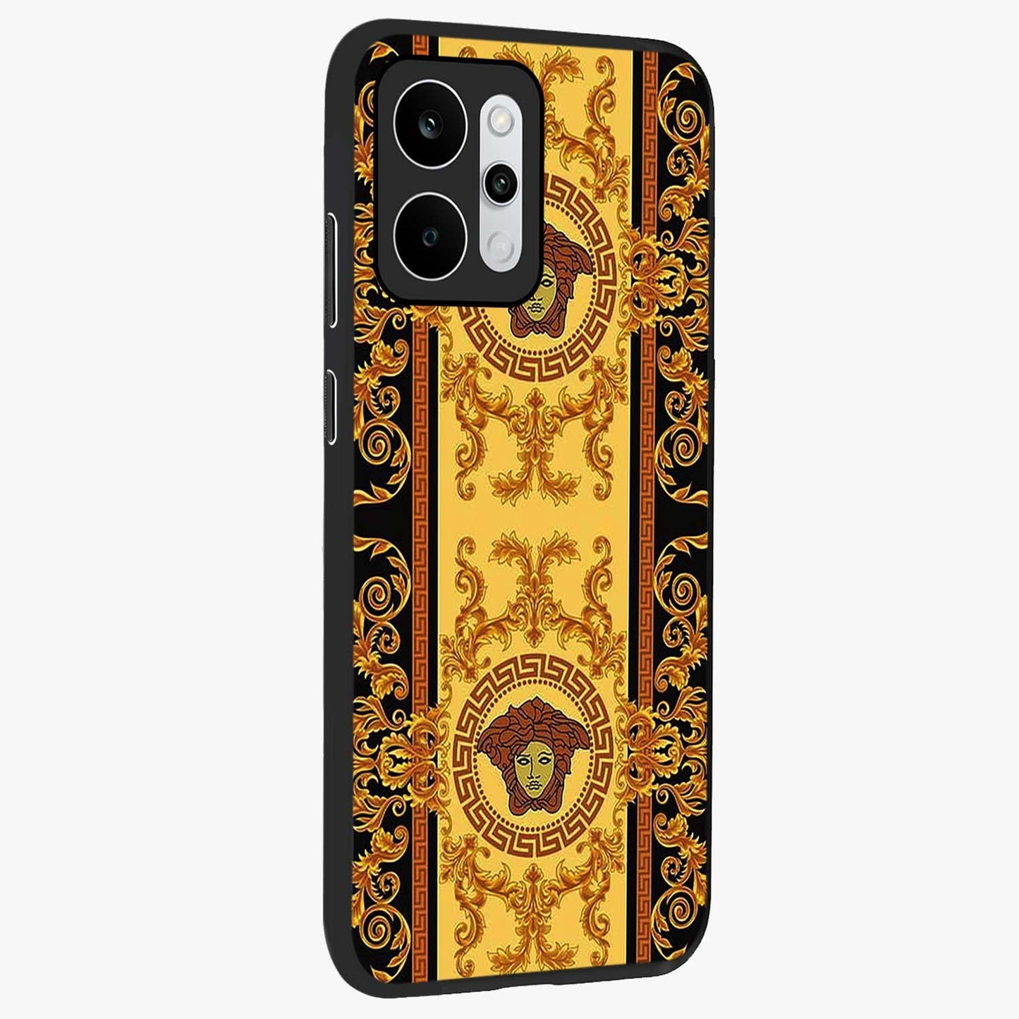 Golden Lotus Glow Glass Case upright view showcasing luminous lotus artwork with peaceful divine theme.