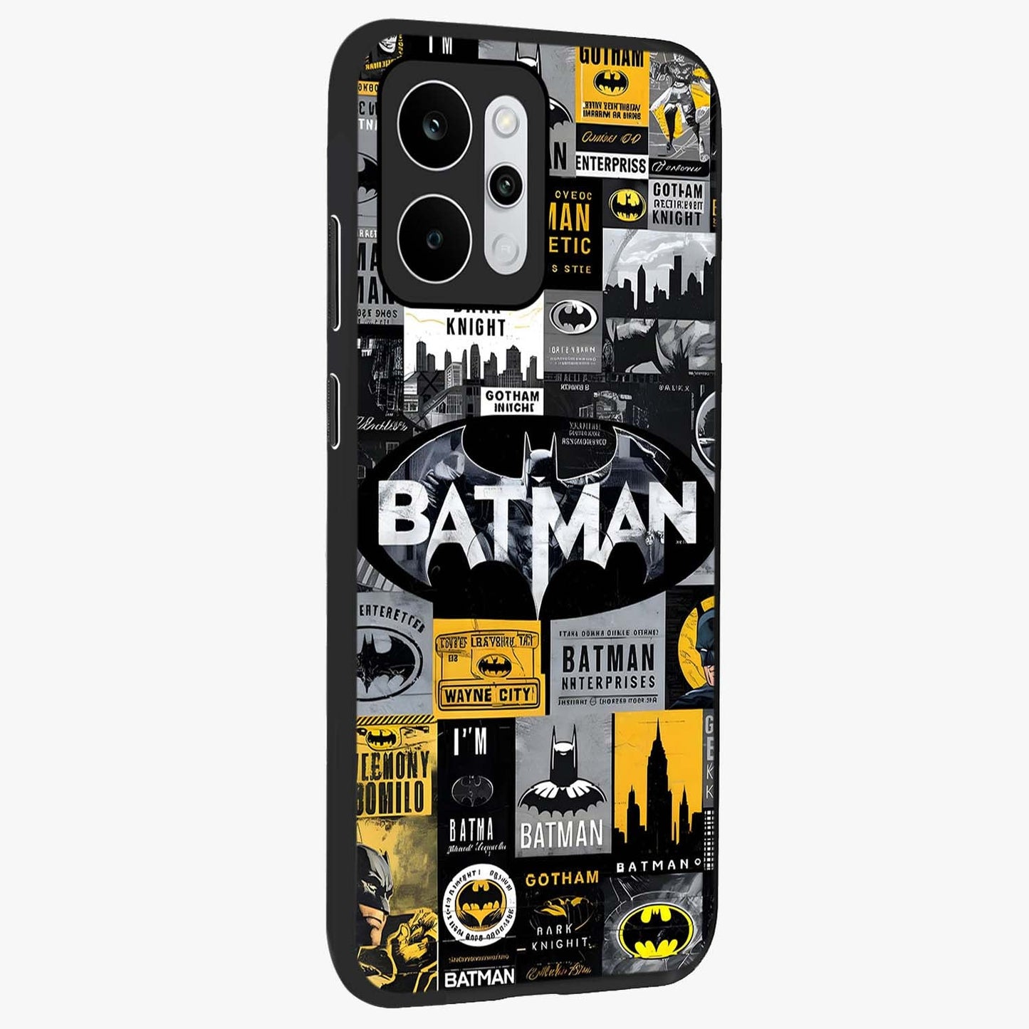 Knight Gotham Rise Glass Case upright view showcasing bold vigilante themed artwork with gothic city vibe.