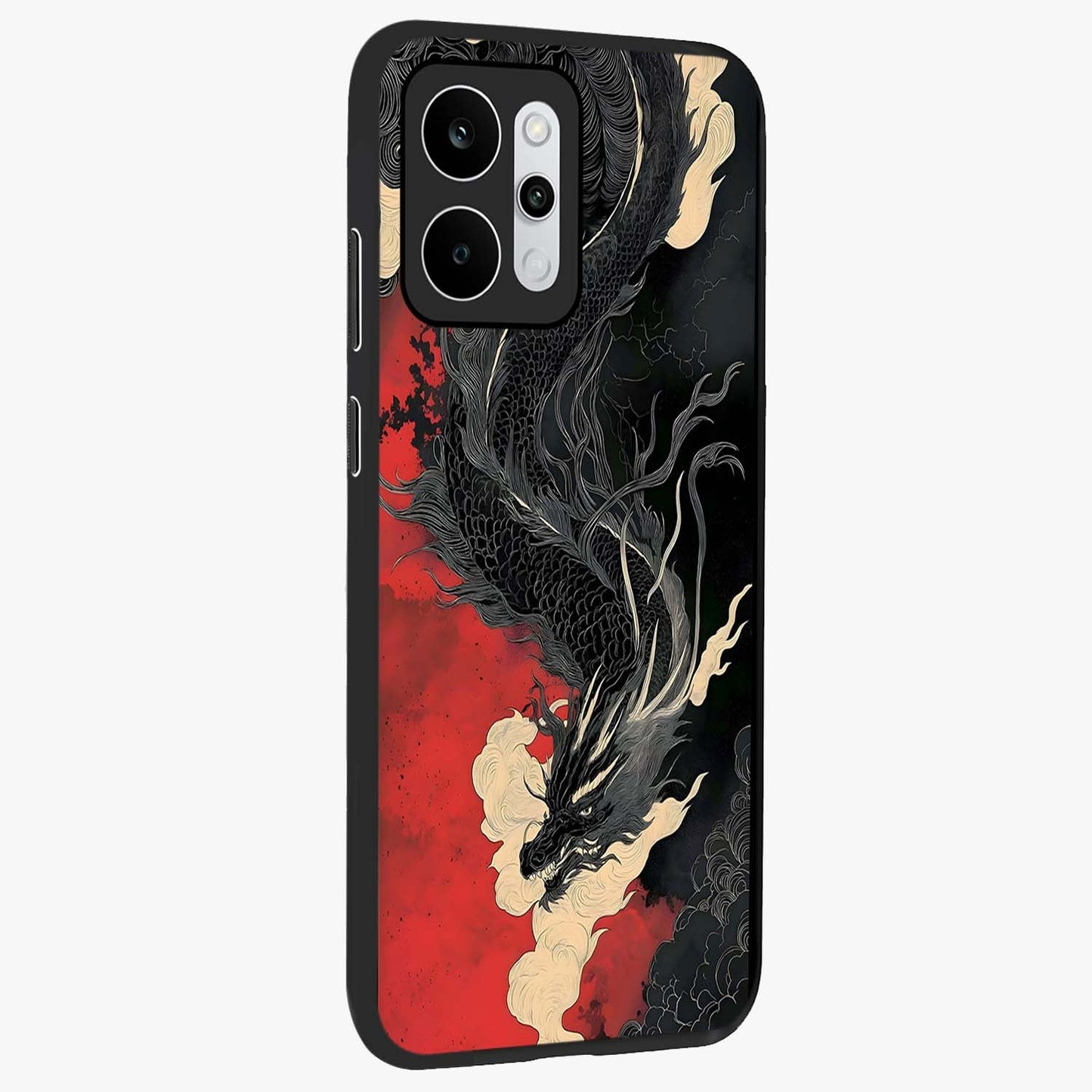Shadow Dragon Fury Glass Case upright view showcasing intense dragon artwork with dramatic shadow theme.
