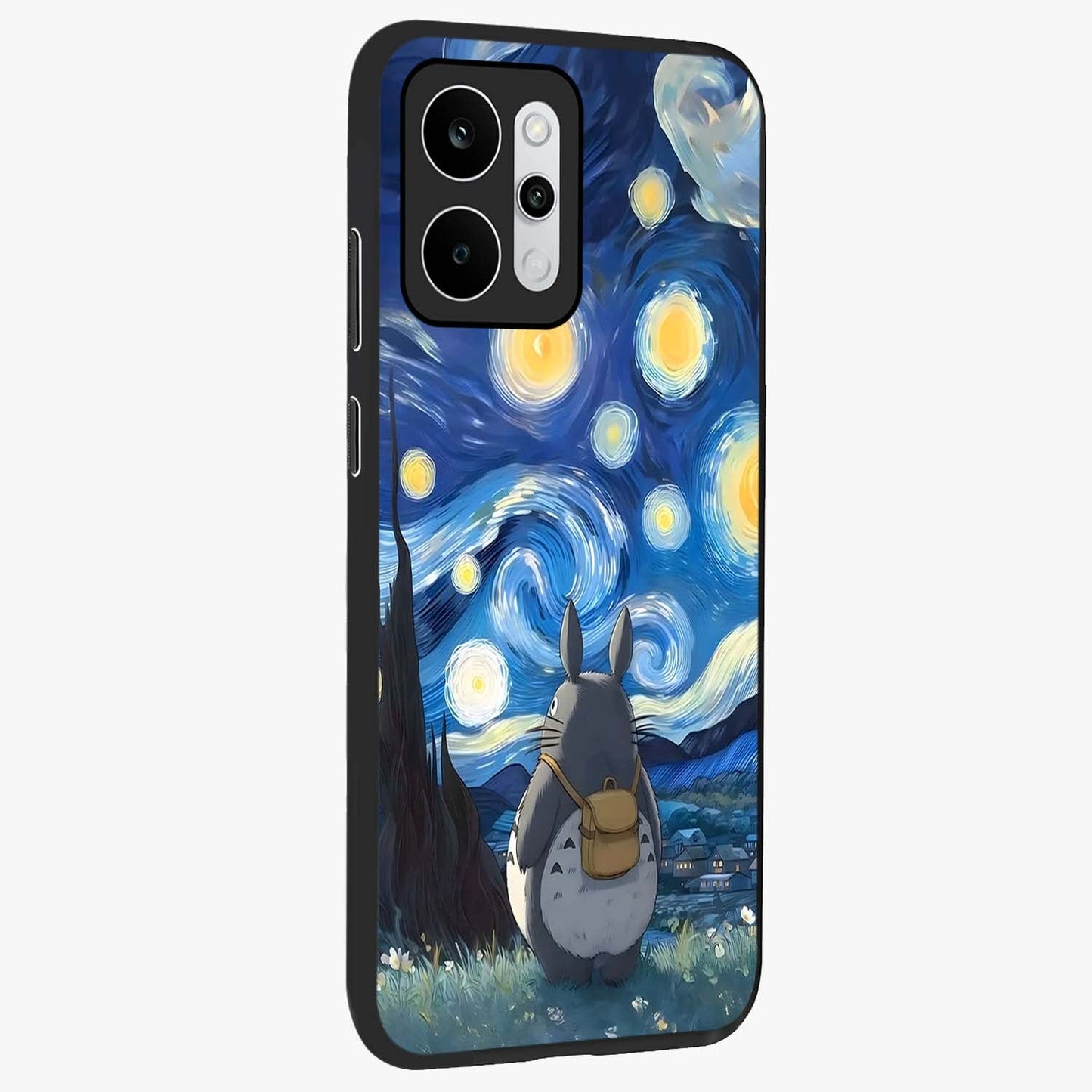 Totoro In Van Gogh Art Glass Case upright view showcasing creative character artwork with painterly artistic theme.