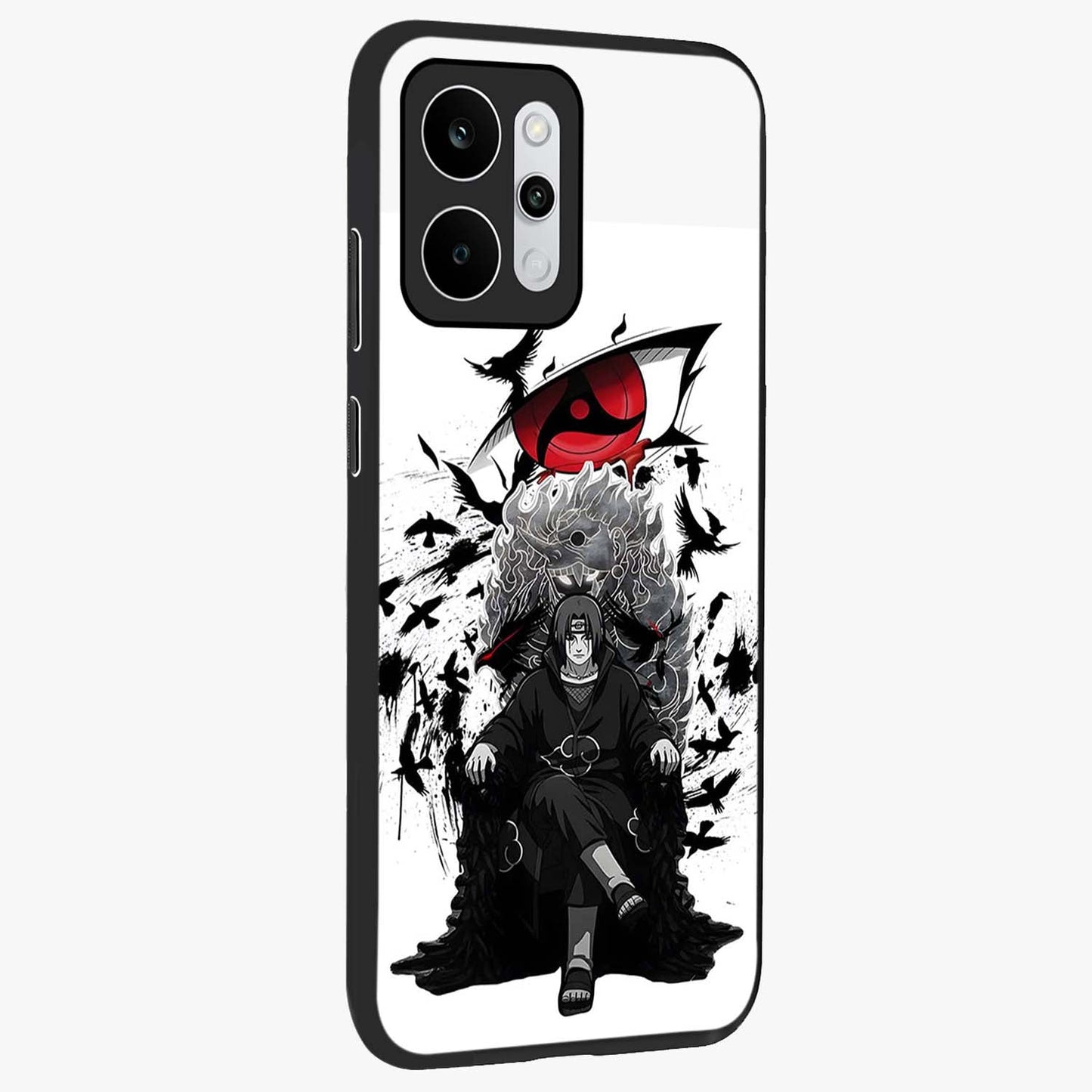 Uchiha Shadow Throne Glass Case upright view showcasing magical underwater galaxy artwork with vibrant cosmic theme.