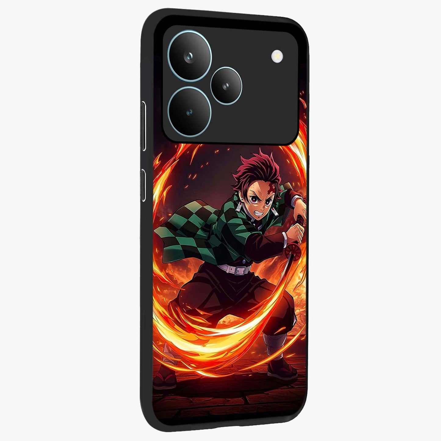 Blazing Sword Resolve Glass Case upright view showcasing dramatic warrior inspired artwork with intense visual style.