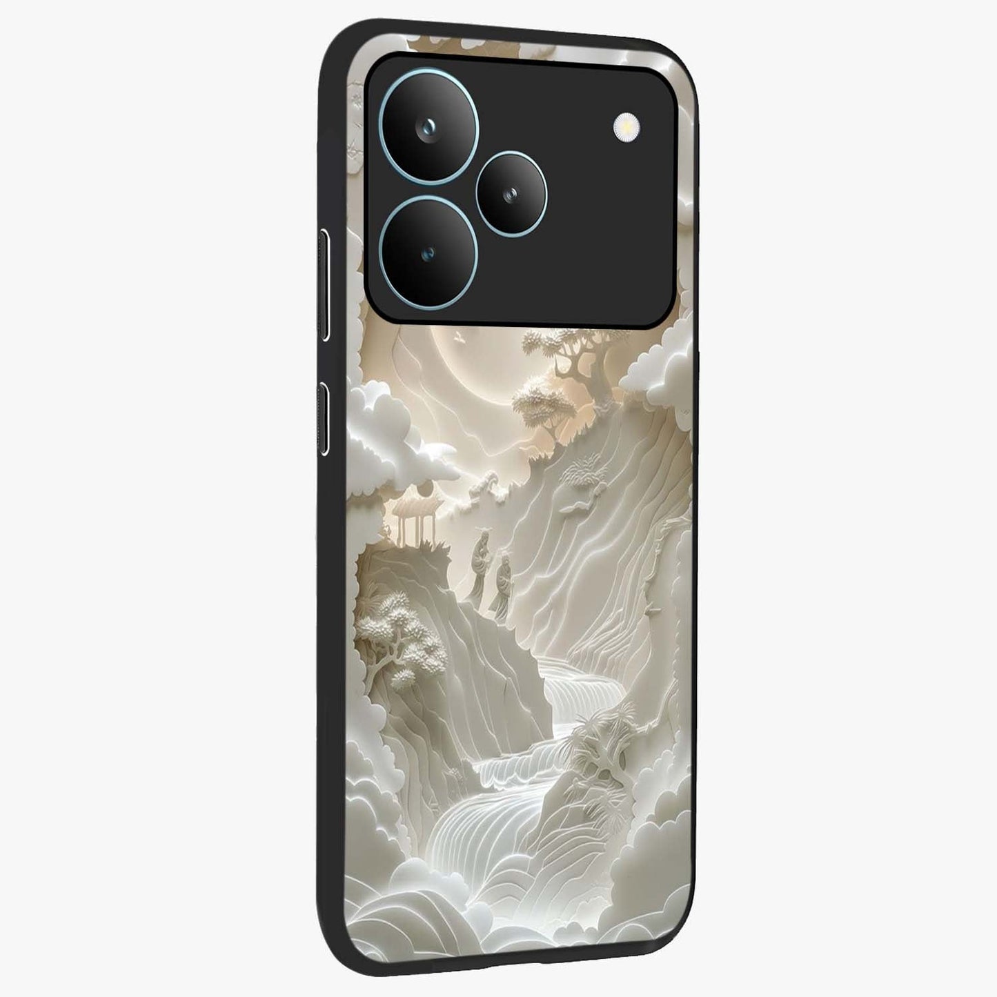 Celestial Origami Glass Case upright view showcasing creative origami artwork with modern celestial style.