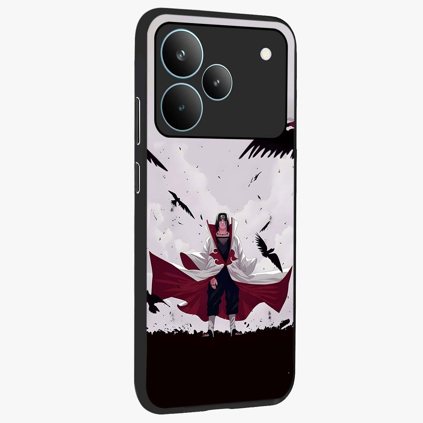 Crimson Crow Ascension Glass Case upright view showcasing dramatic crow artwork with bold gothic theme.
