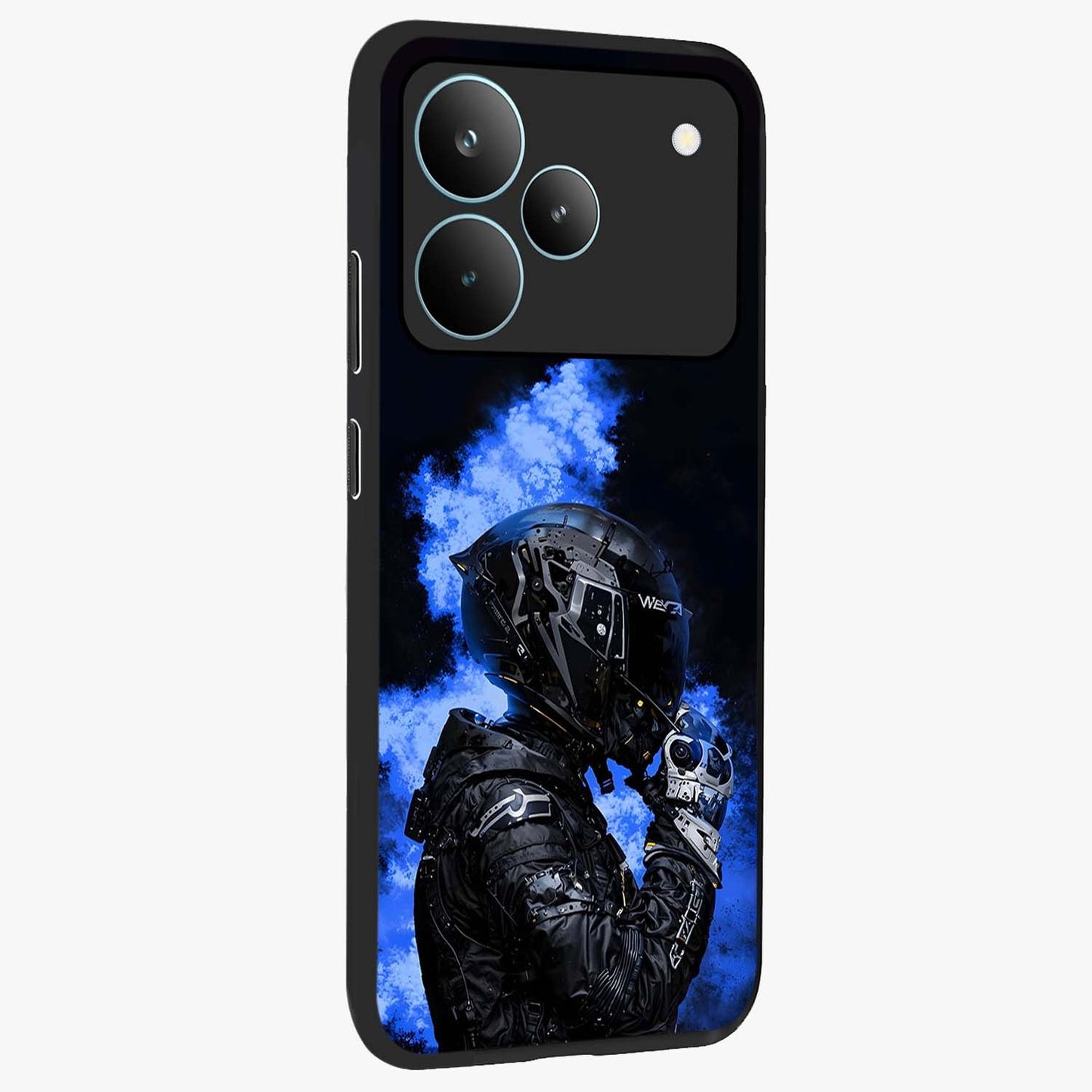 Cyber Sentinel Protocol Glass Case upright view showcasing advanced cyber sentinel artwork with futuristic tech theme.