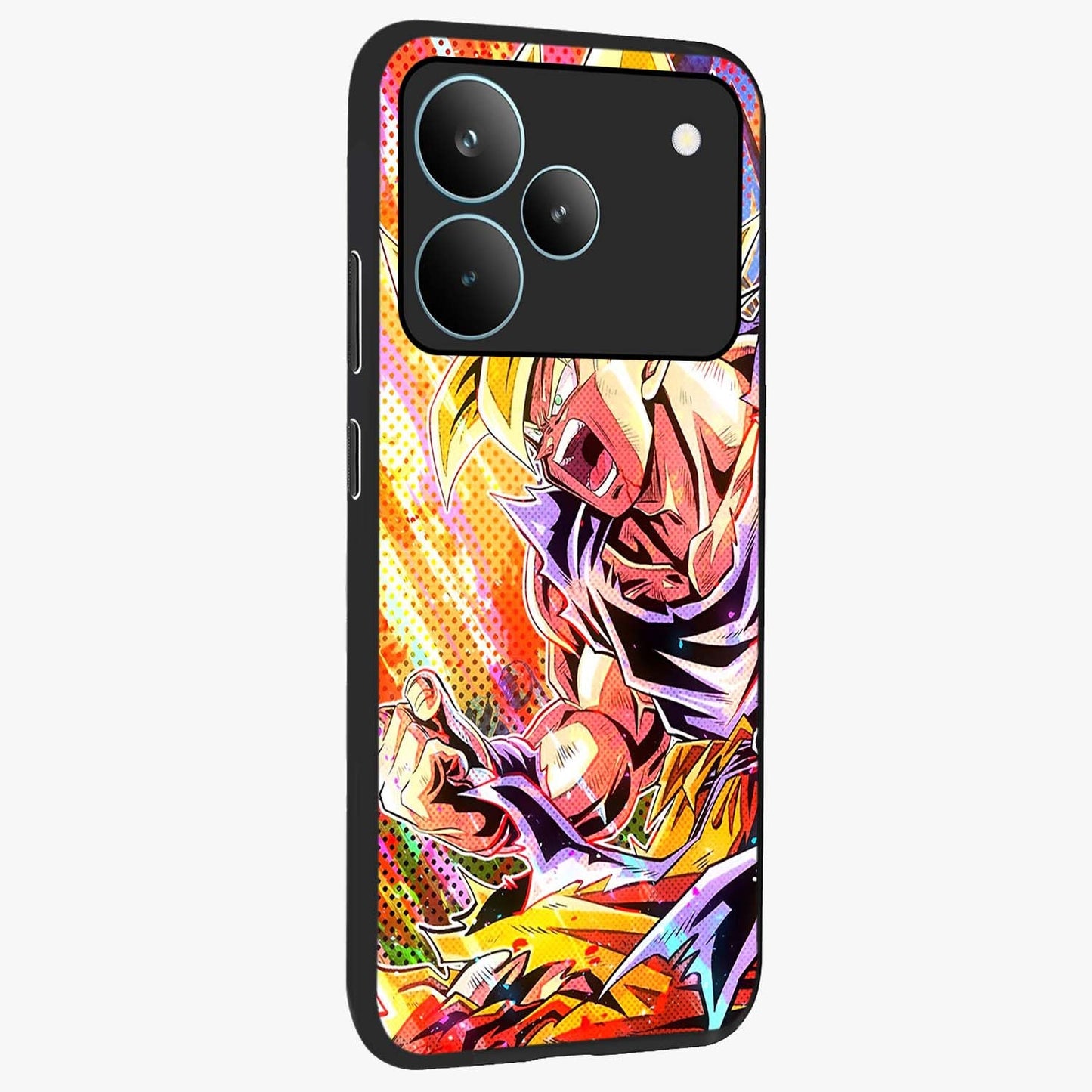 Firing Goku Glass Case upright view showcasing energetic anime artwork with bold warrior theme.